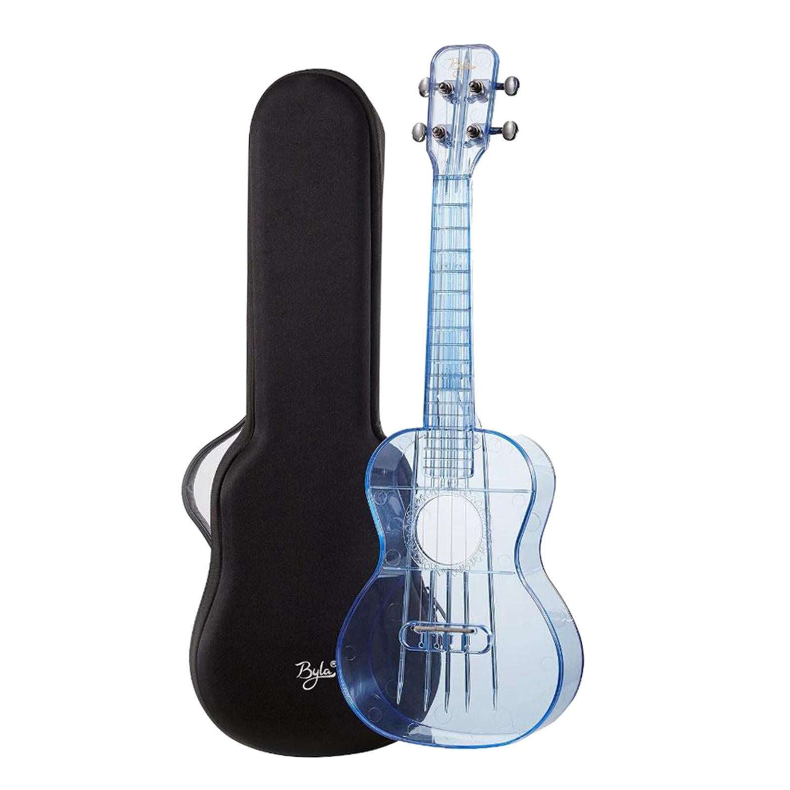 Transparent Ukulele Air-nova 4-String with Gig Bag Strings 3 Picks Gift transparent blue