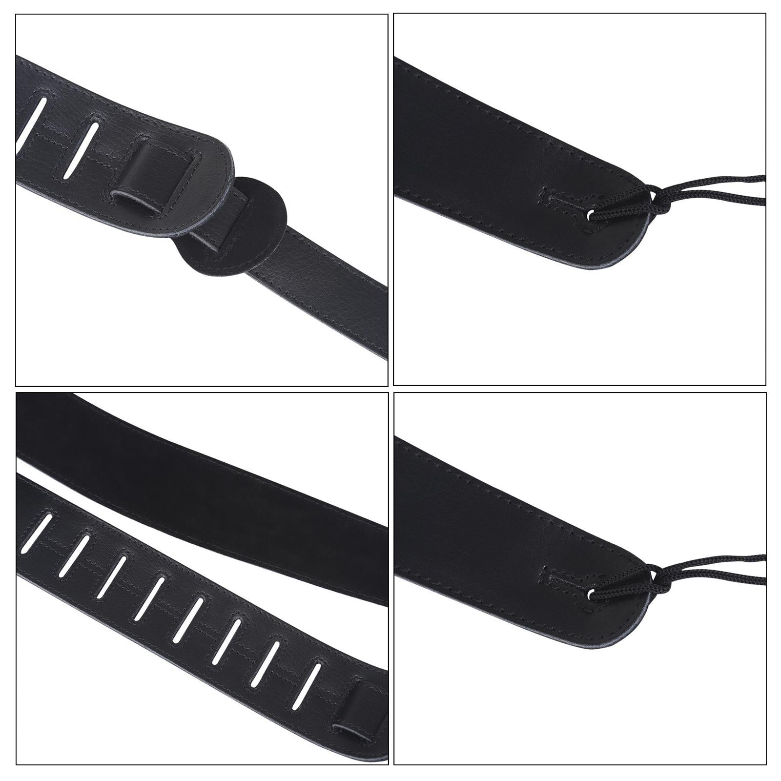 Adjustable Cowhide Soft Strap for Electric Acoustic Guitar Bass Black