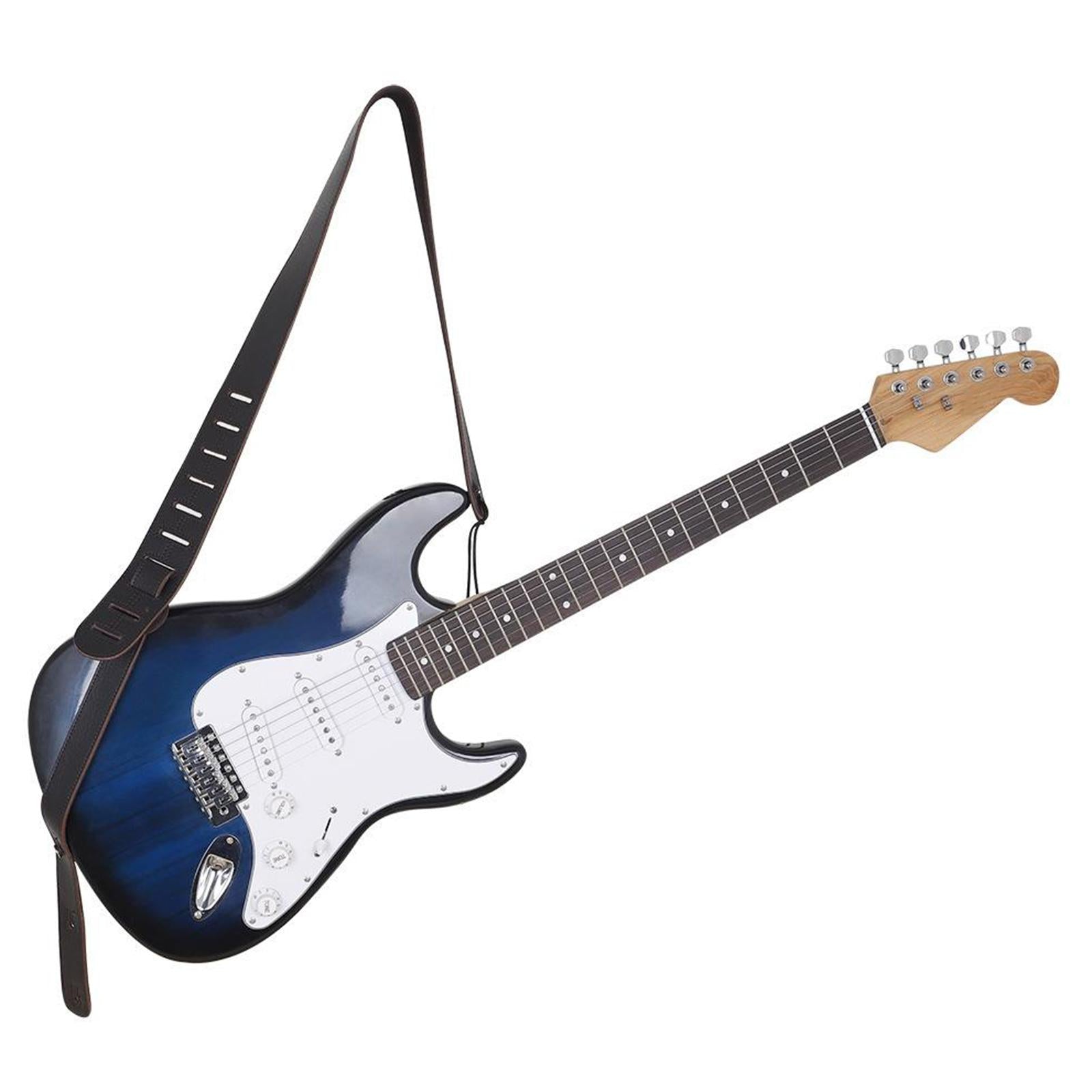 Adjustable Cowhide Soft Strap for Electric Acoustic Guitar Bass Black