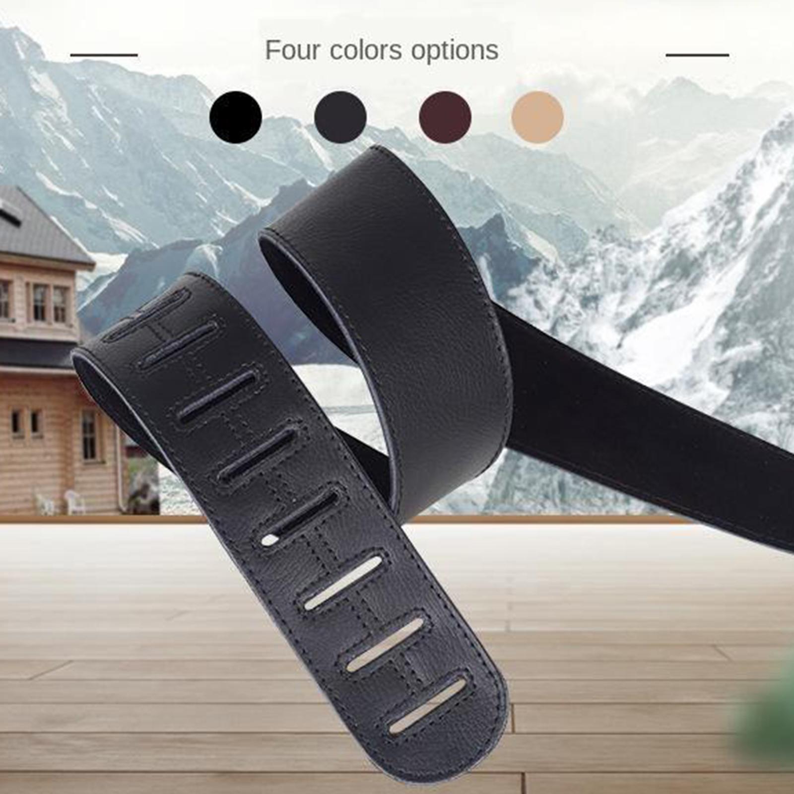 Adjustable Cowhide Soft Strap for Electric Acoustic Guitar Bass Black