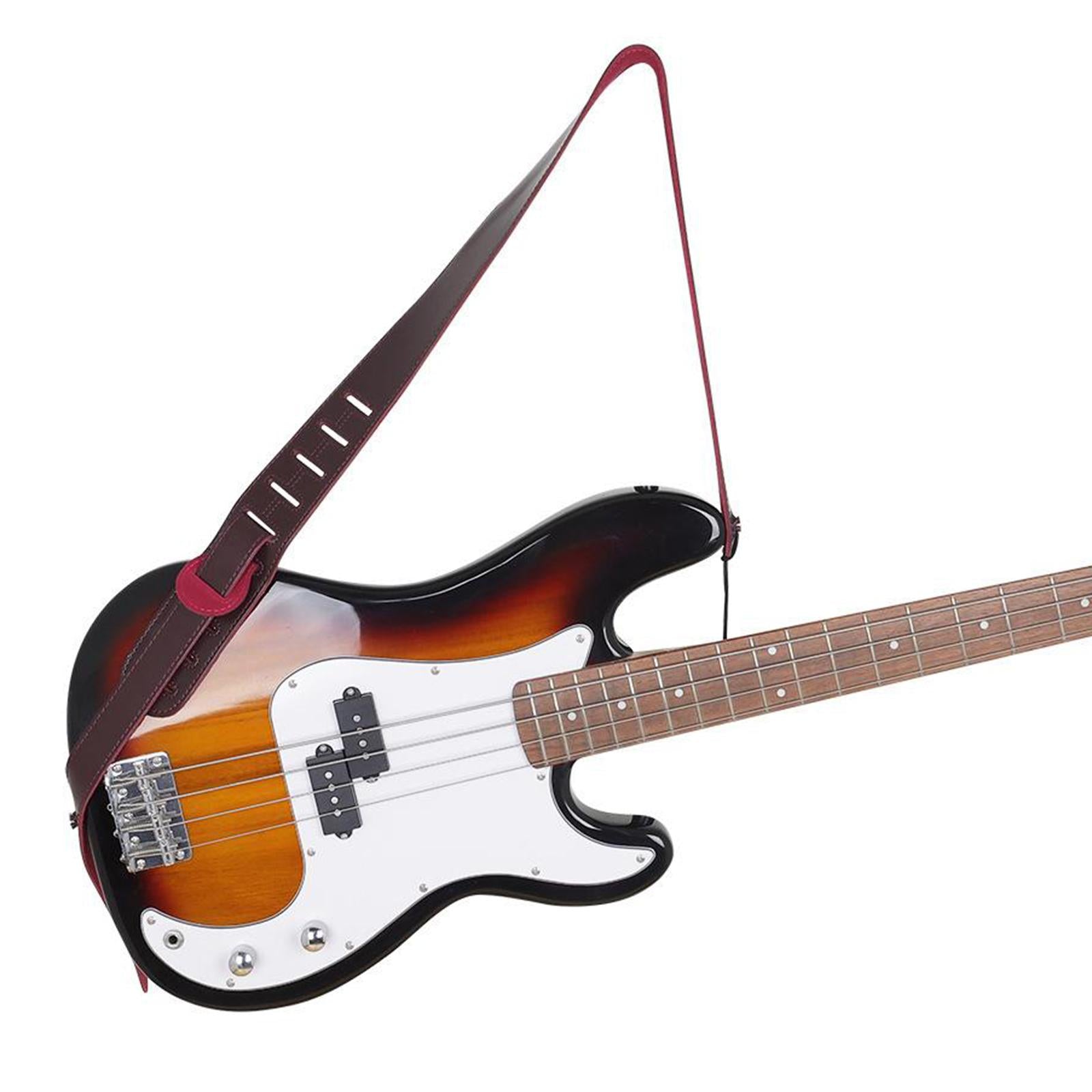 Adjustable Cowhide Soft Strap for Electric Acoustic Guitar Bass Dark Red