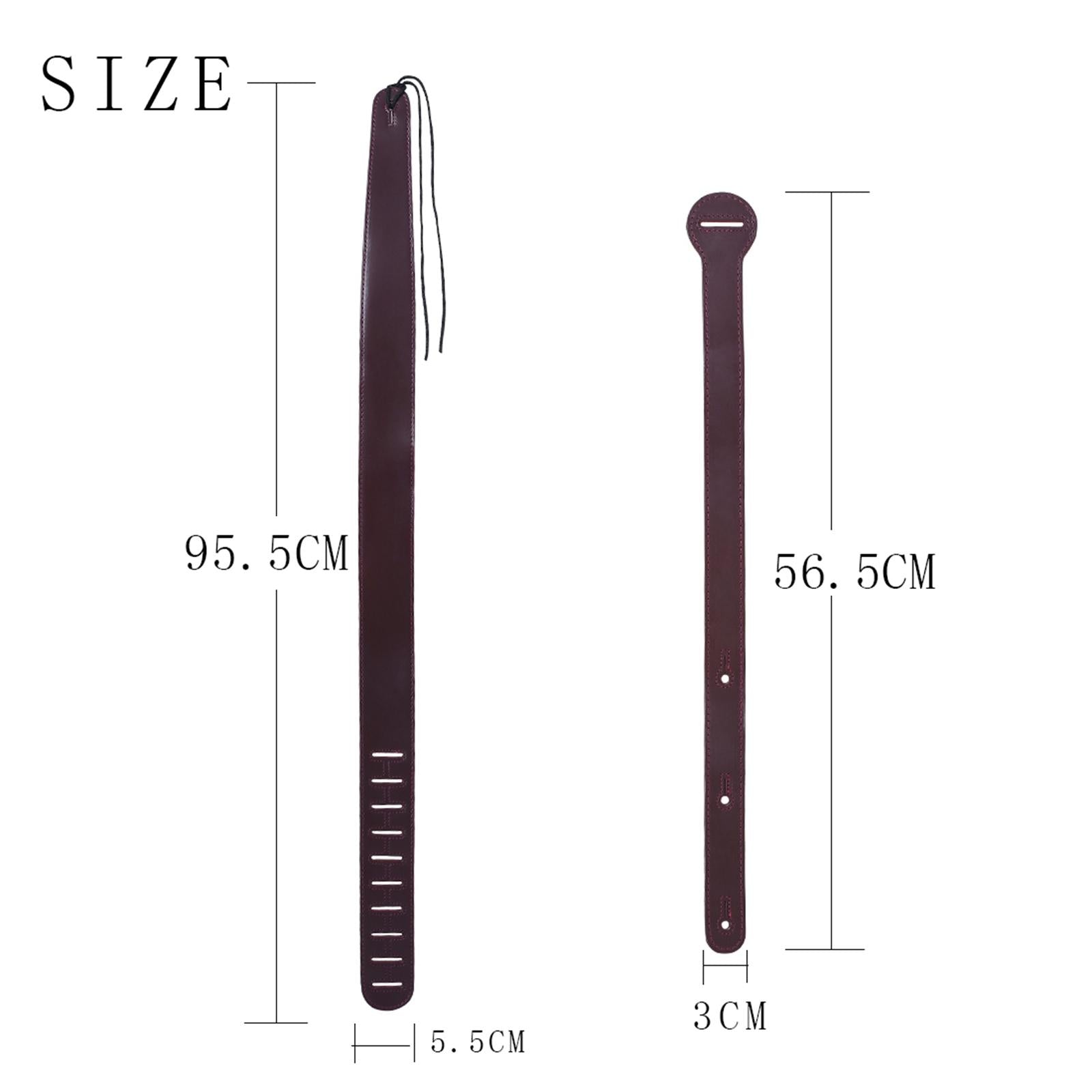 Adjustable Cowhide Soft Strap for Electric Acoustic Guitar Bass Dark Red