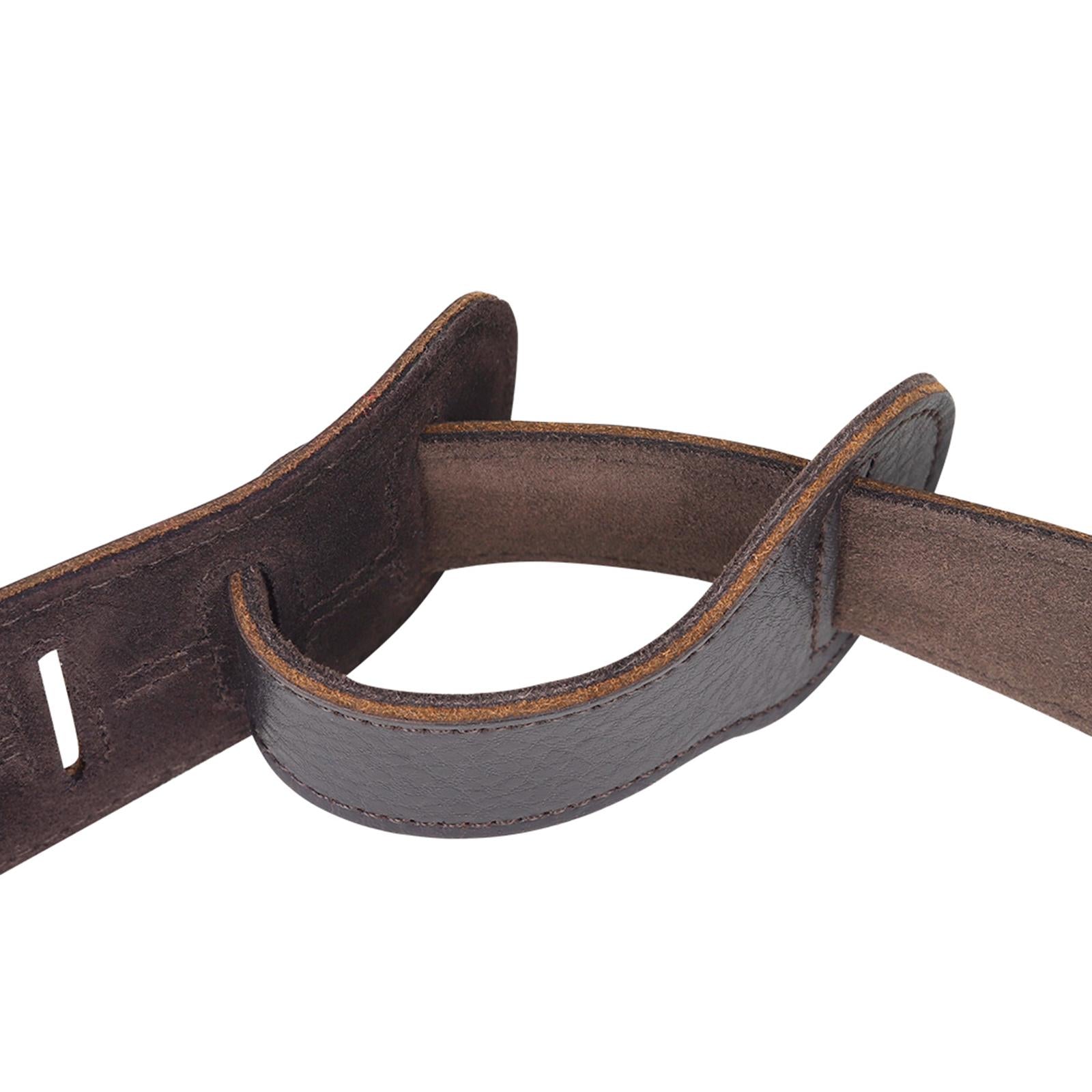 Adjustable Cowhide Soft Strap for Electric Acoustic Guitar Bass Brown