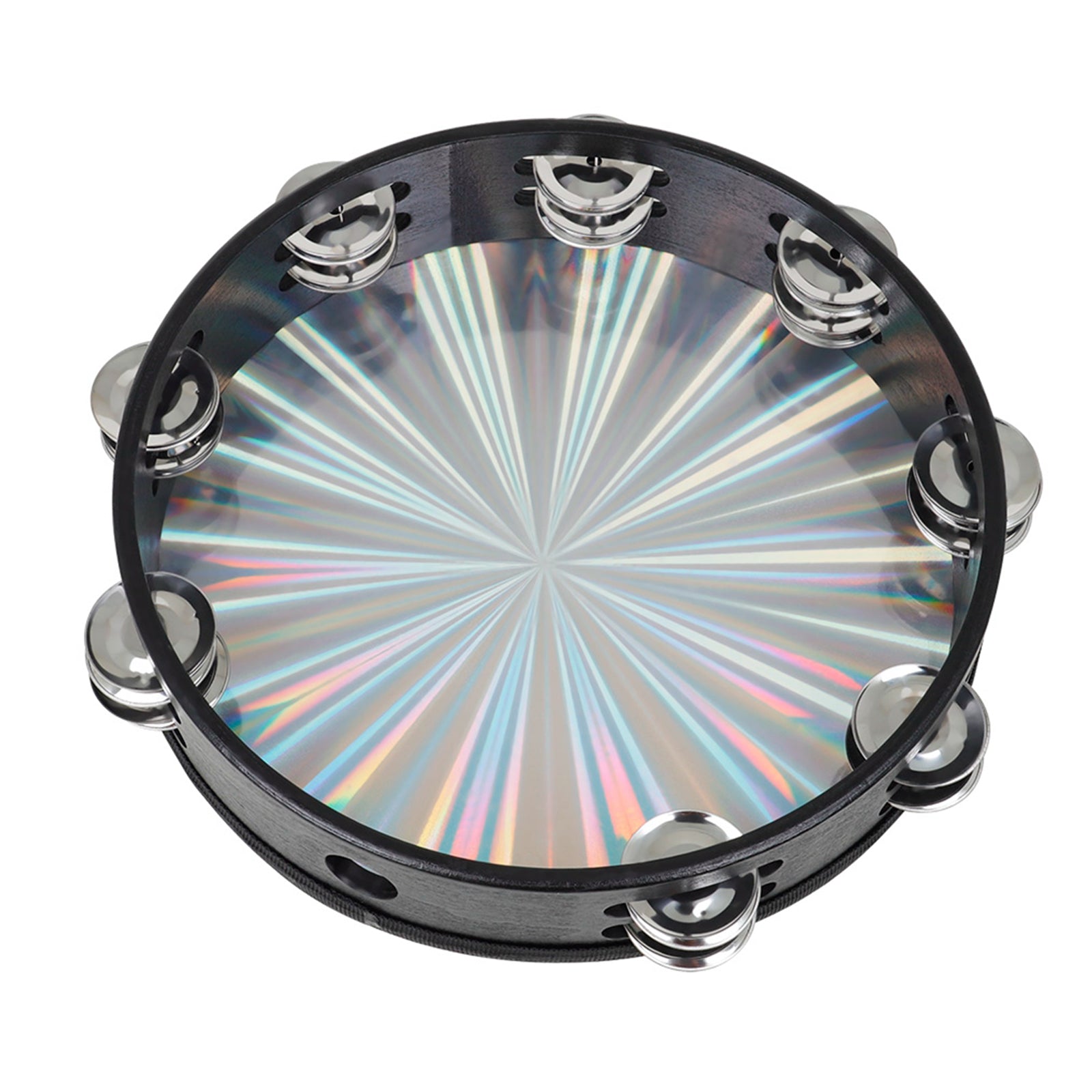 New 10 Reflective Double Row Jingle Percussion Tambourine for Church Band"