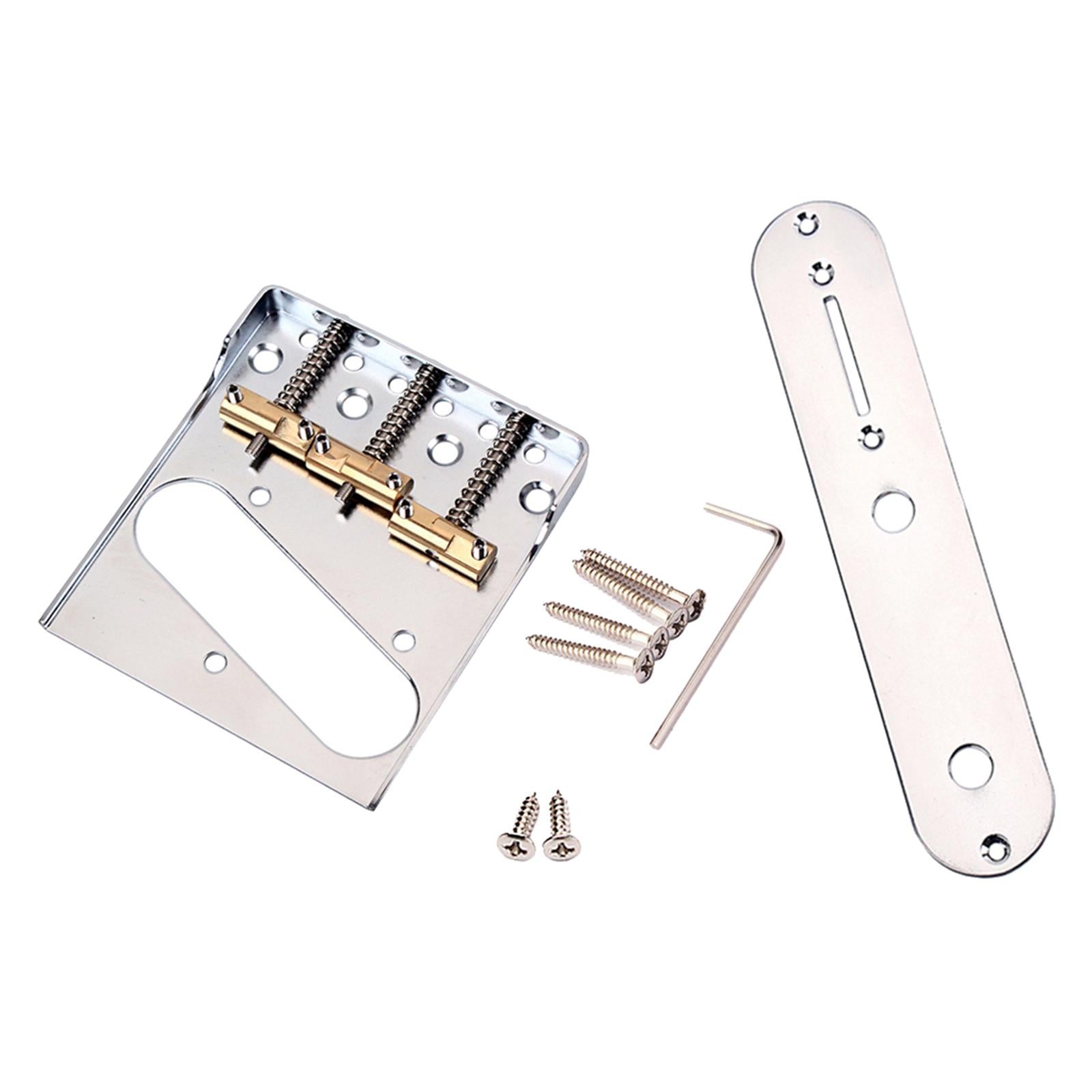 Chrome Electric Guitar Bridge Steel Base Brass Saddles for TL Guitar Parts