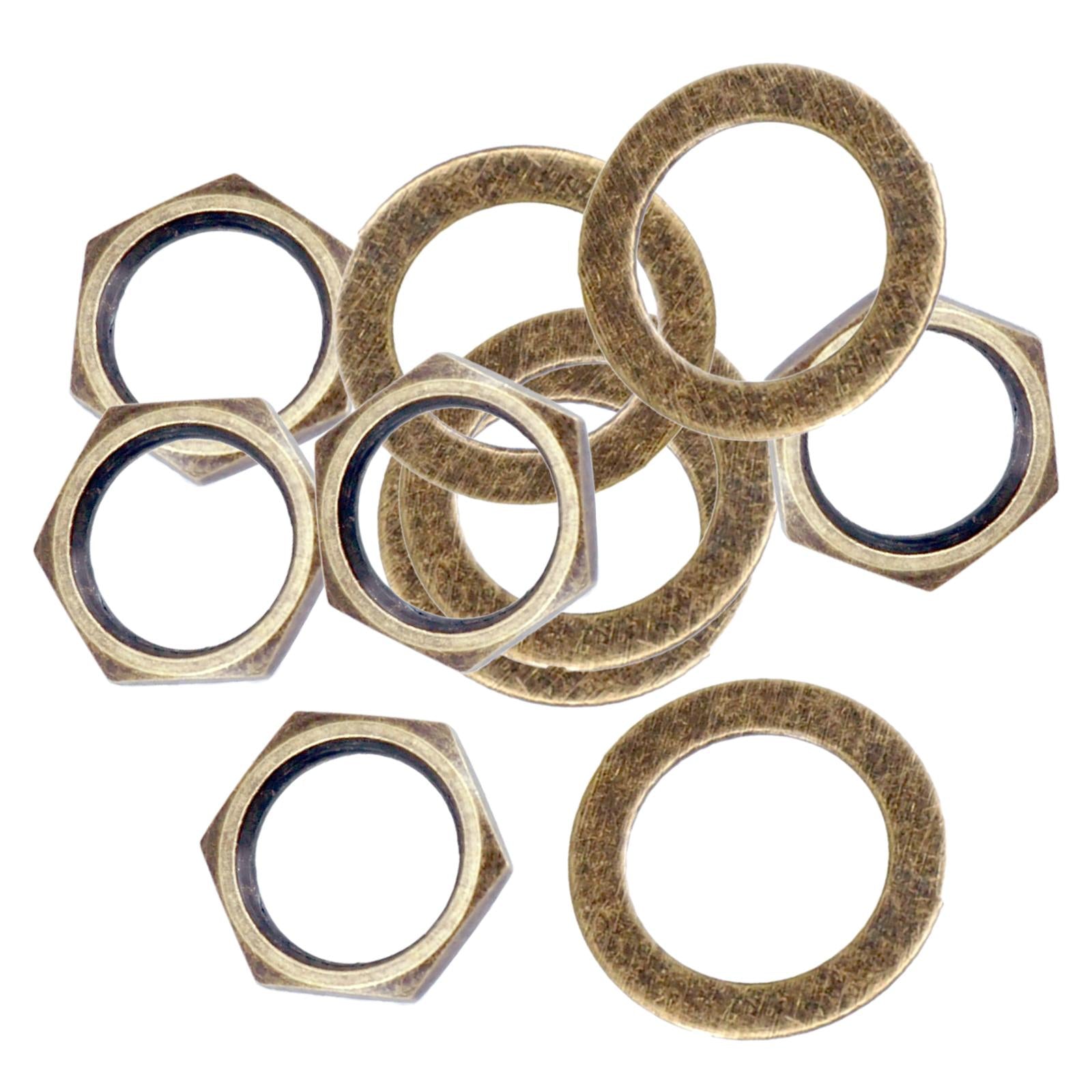 10Pc 3/8'' Guitar Jack Nuts with Lock Washer Set for Guitar Bass Replacement