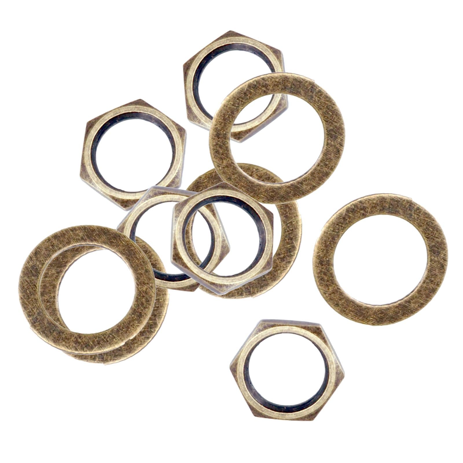 10Pc 3/8'' Guitar Jack Nuts with Lock Washer Set for Guitar Bass Replacement