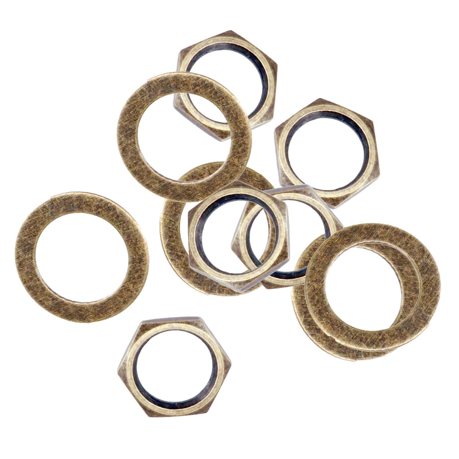 10Pc 3/8'' Guitar Jack Nuts with Lock Washer Set for Guitar Bass Replacement