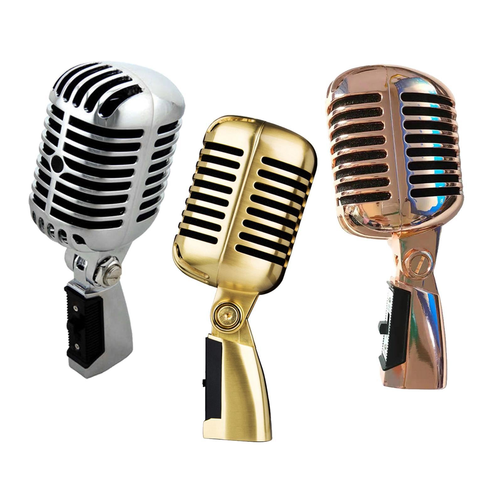 Classic Vintage Dynamic Vocal Microphone for Live Stage Karaoke  Gold