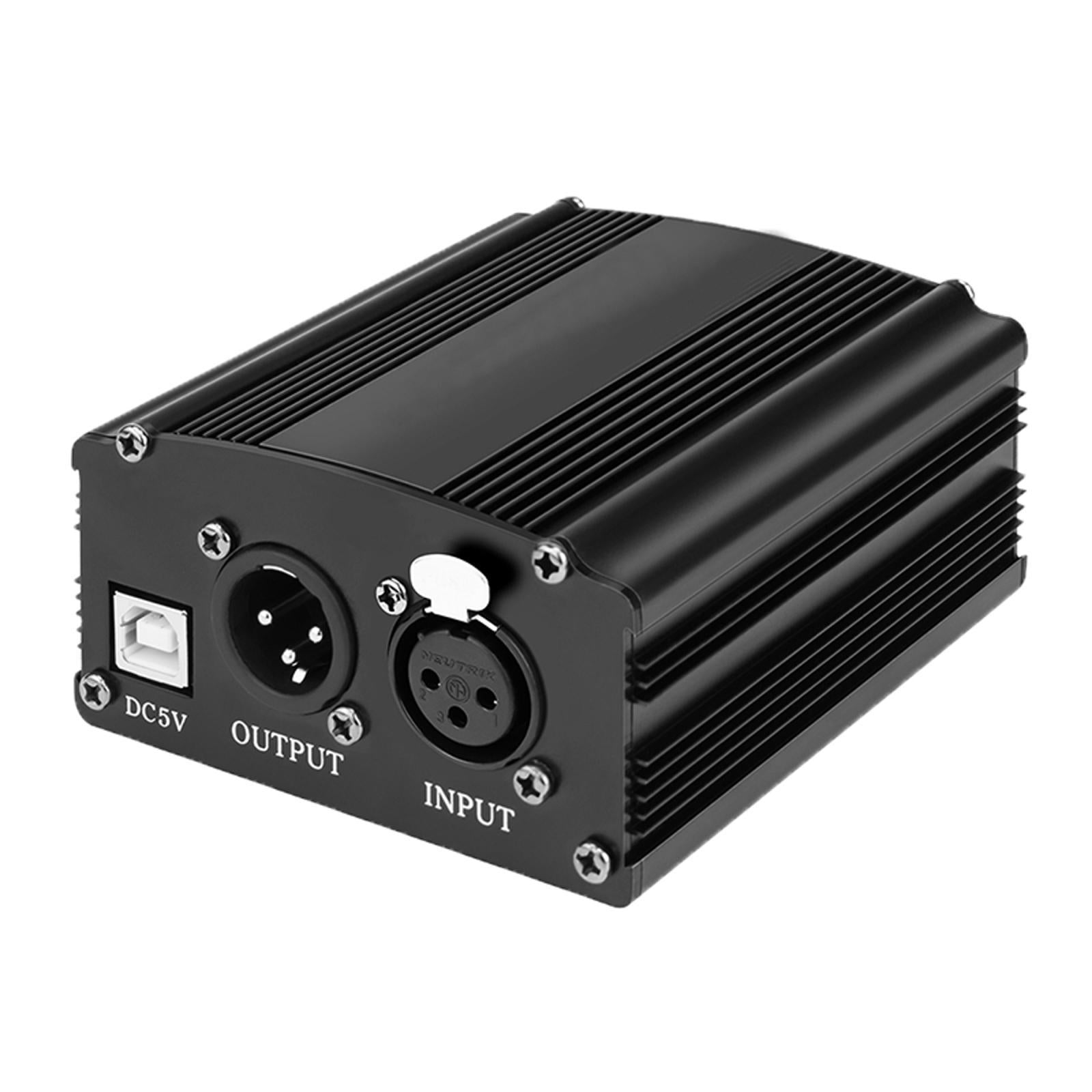 48V Phantom Power Supply with Charging Cable for Microphone Music Recording