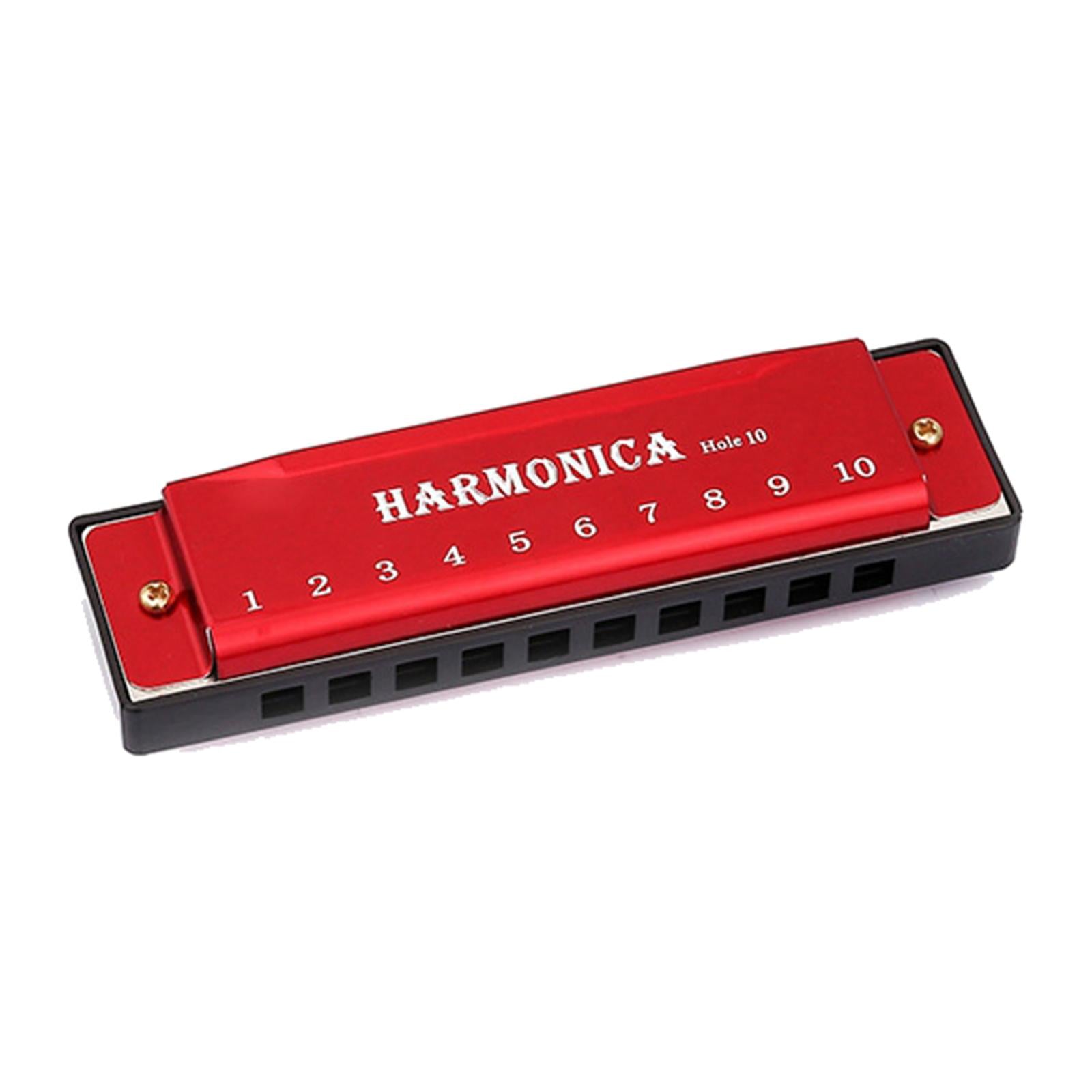 Blues Harmonica Diatonic Harp Mouth Organ 10 Hole Musical Instrument Red