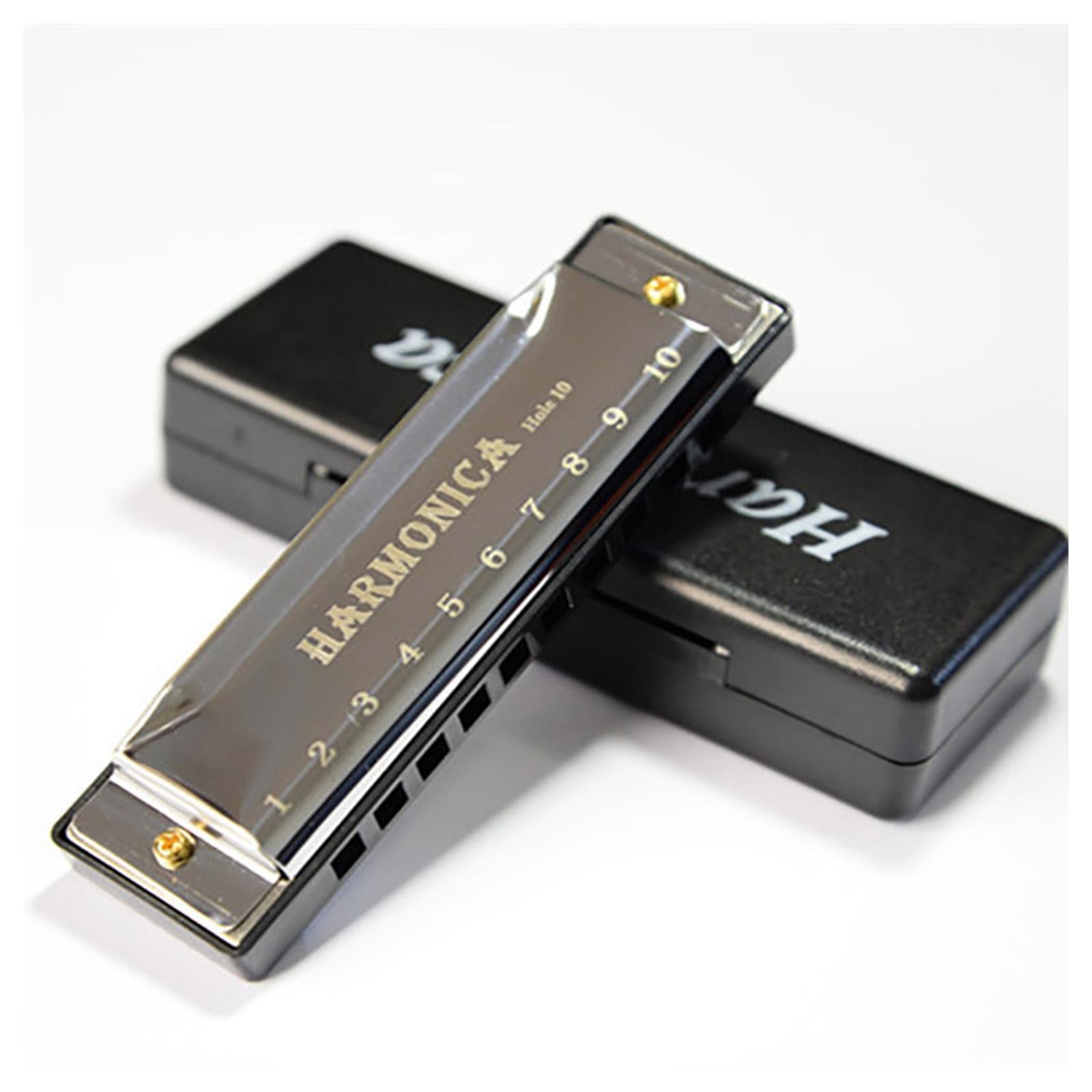 Blues Harmonica Diatonic Harp Mouth Organ 10 Hole Musical Instrument Silver