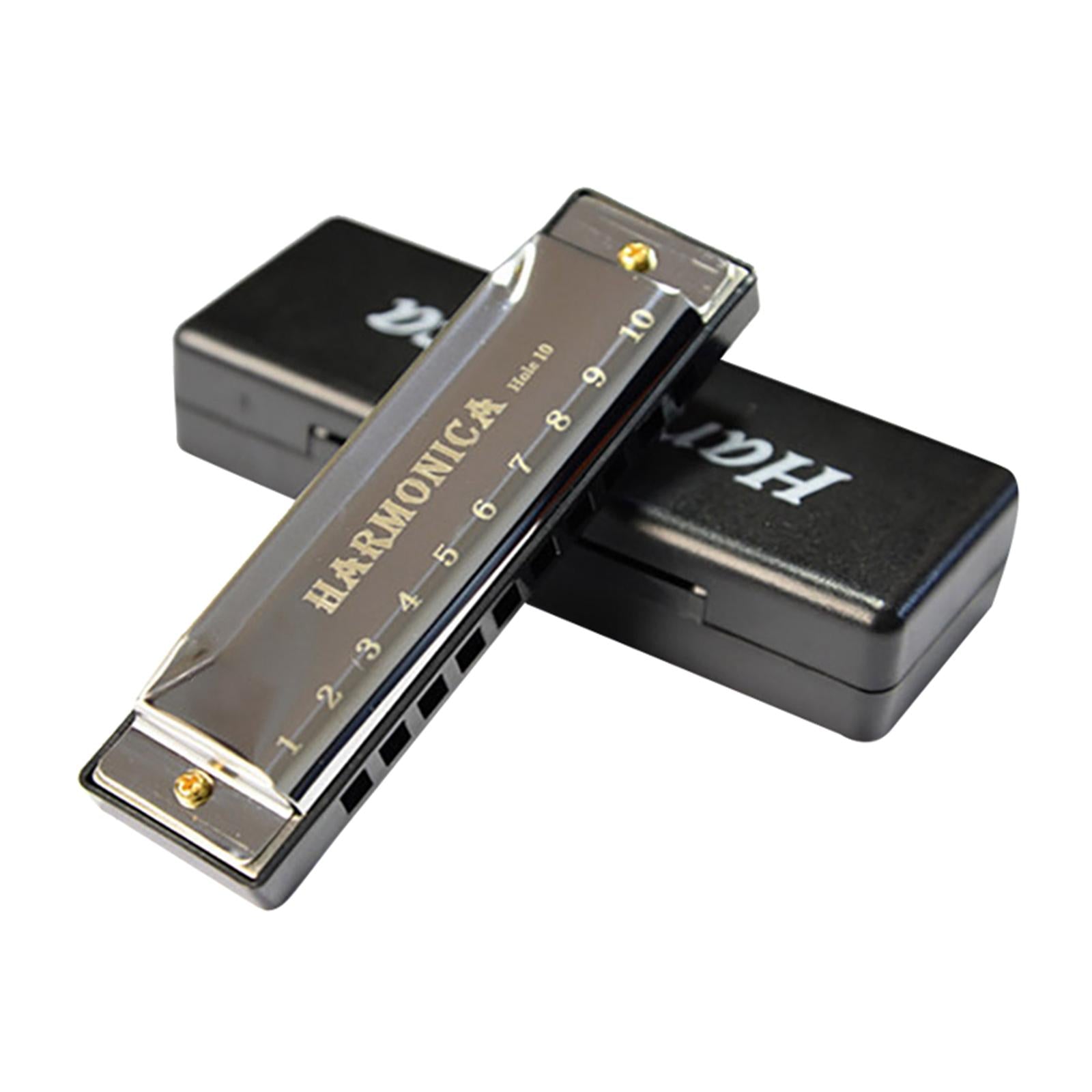 Blues Harmonica Diatonic Harp Mouth Organ 10 Hole Musical Instrument Silver