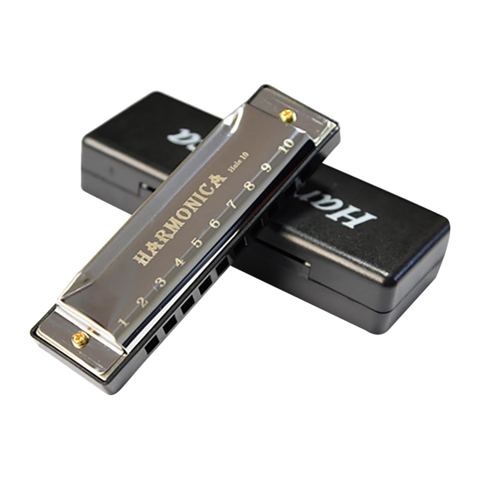 Blues Harmonica Diatonic Harp Mouth Organ 10 Hole Musical Instrument Silver