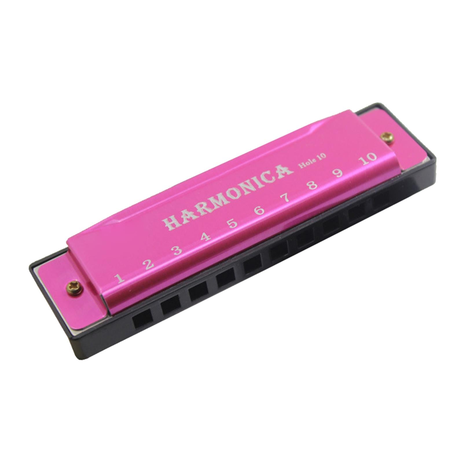 Blues Harmonica Diatonic Harp Mouth Organ 10 Hole Musical Instrument Pink