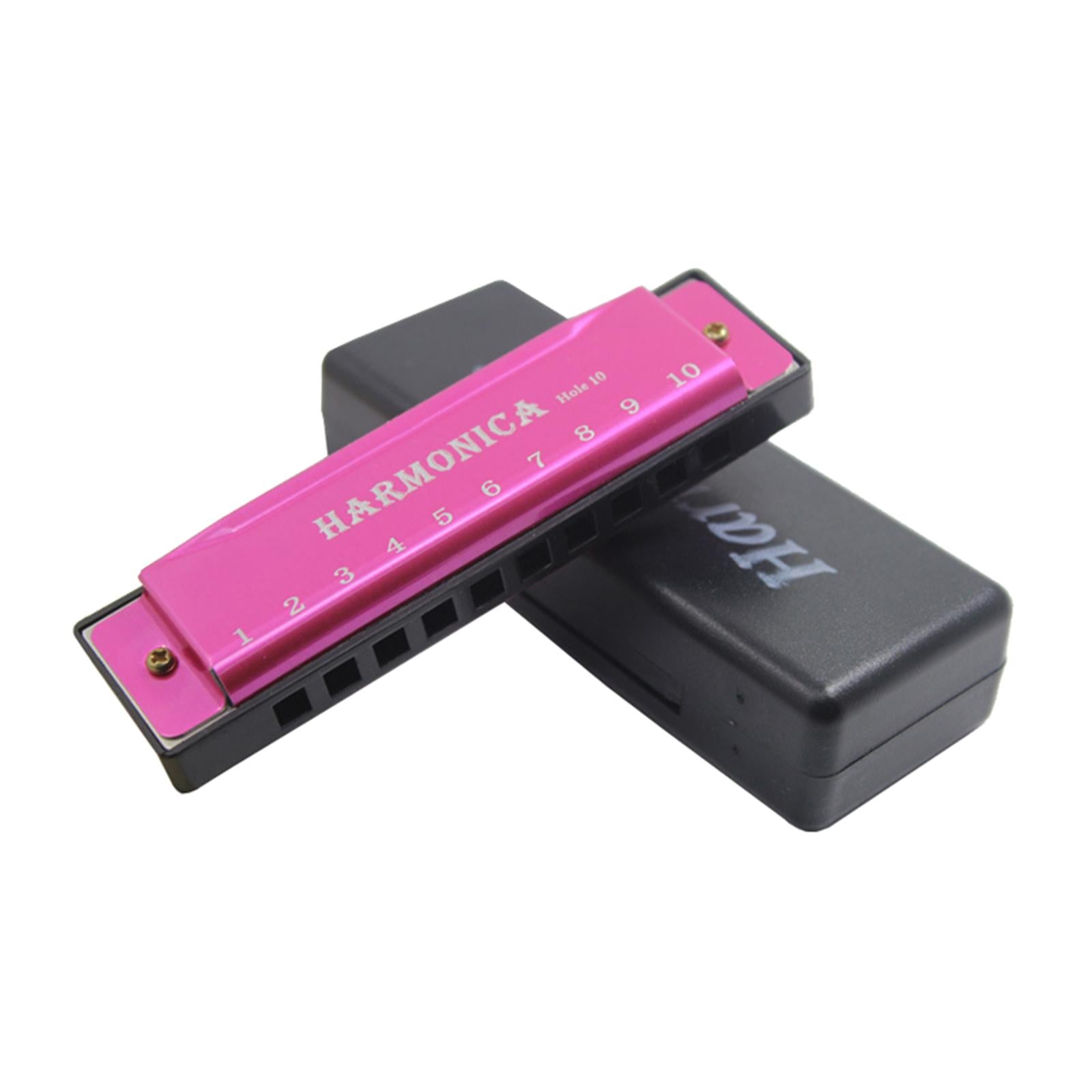 Blues Harmonica Diatonic Harp Mouth Organ 10 Hole Musical Instrument Pink
