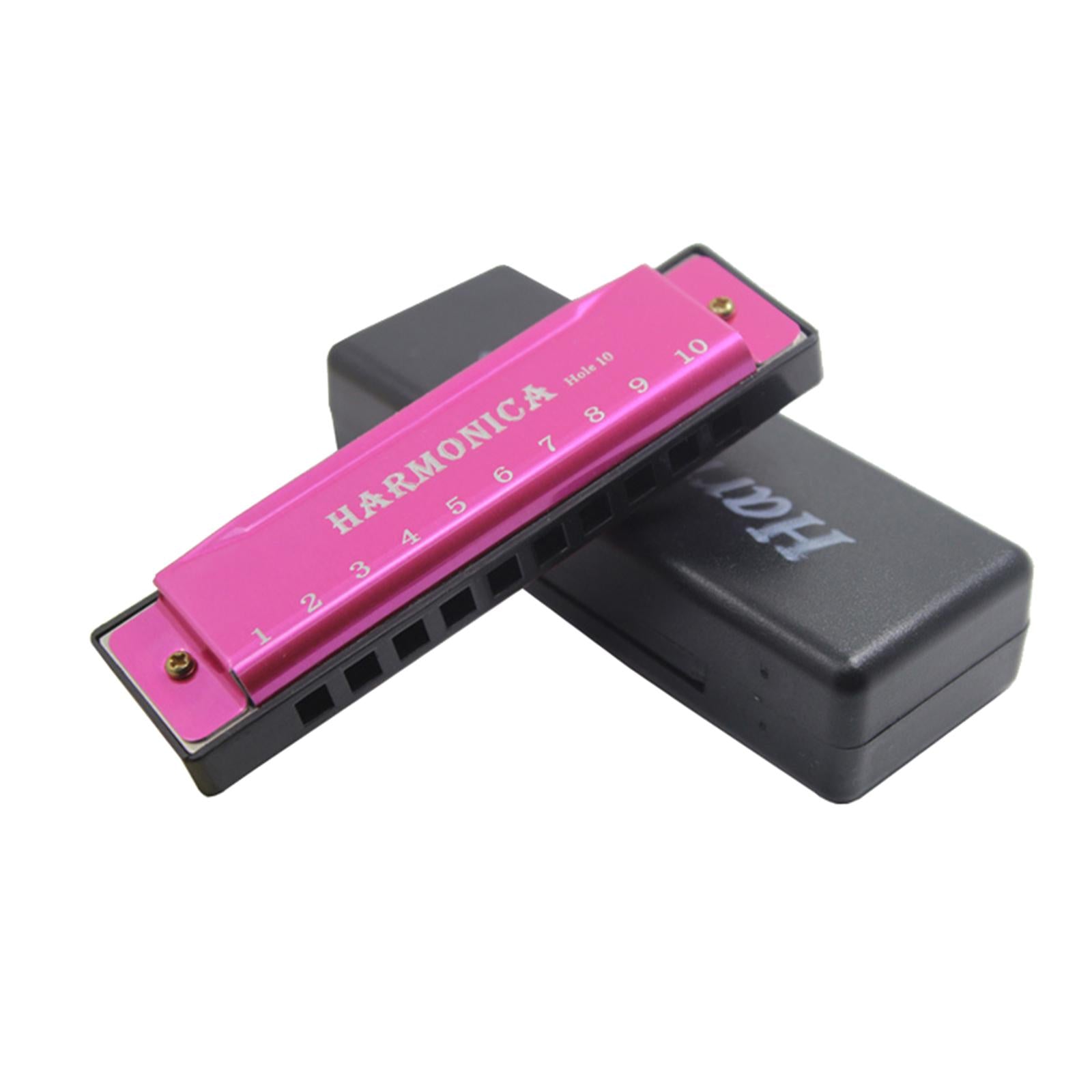 Blues Harmonica Diatonic Harp Mouth Organ 10 Hole Musical Instrument Pink