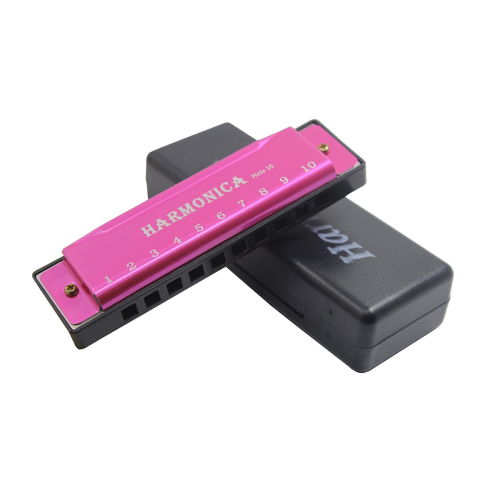 Blues Harmonica Diatonic Harp Mouth Organ 10 Hole Musical Instrument Pink