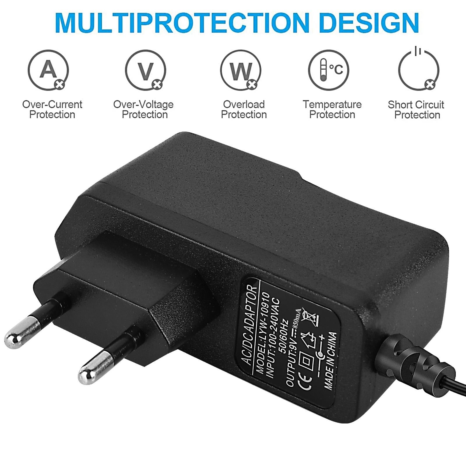 9V 850mA Guitar Effects Pedal Adapter Power Supply Cord Accessories