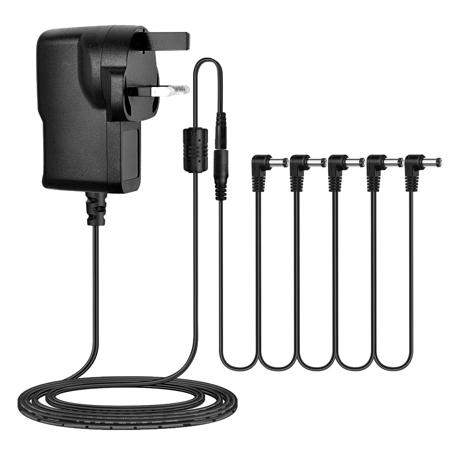 Power Adapter Cable for Guitar Pedal Keyboard Power Supplies 5 Way Cord