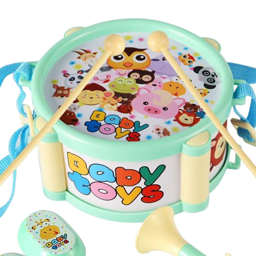 Kids Drum Toy Music Instrument Kit Early Learning Education Toy Green