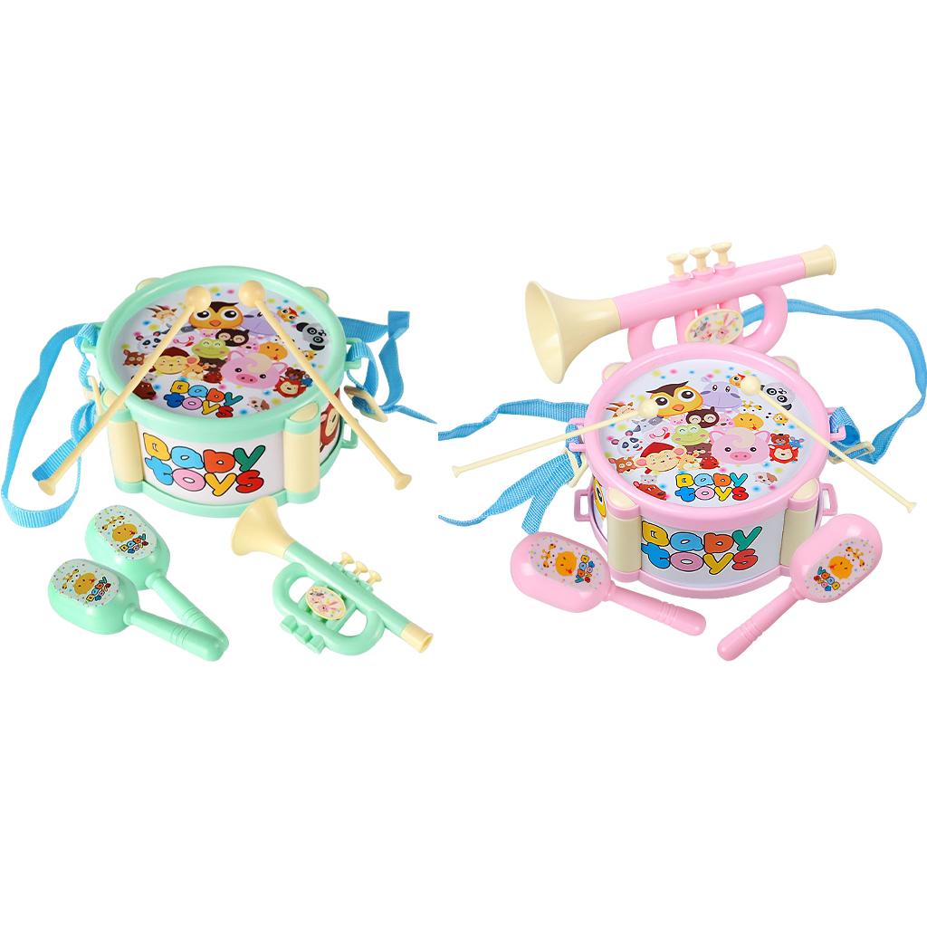 Kids Drum Toy Music Instrument Kit Early Learning Education Toy Green