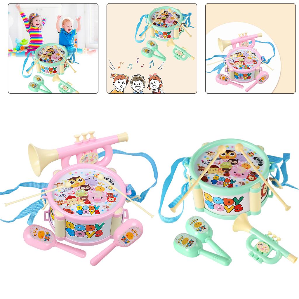 Kids Drum Toy Music Instrument Kit Early Learning Education Toy Green