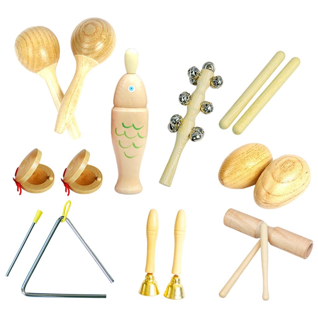 Percussion Instruments Toy with Storage Bag Musical Instrument Set for Boys 9-piece 0.805Kg