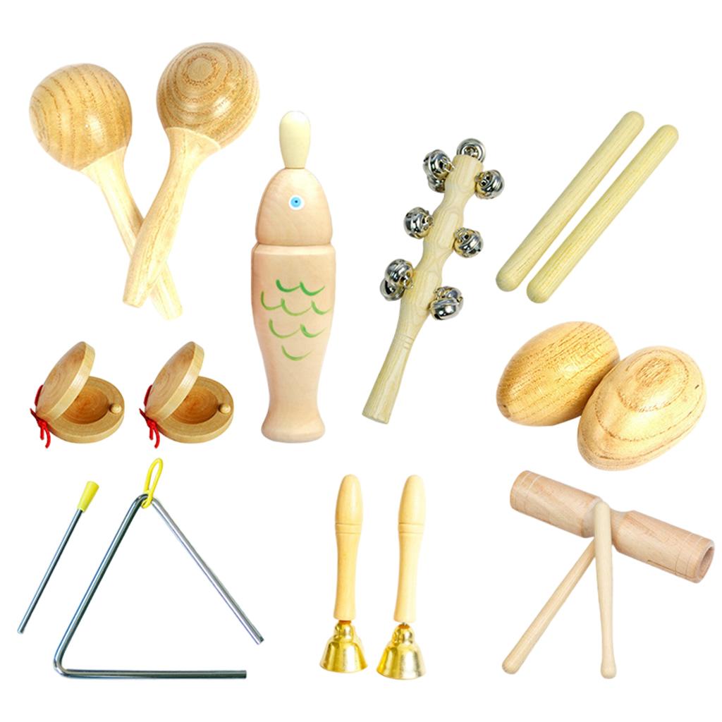 Percussion Instruments Toy with Storage Bag Musical Instrument Set for Boys 9-piece 0.805Kg