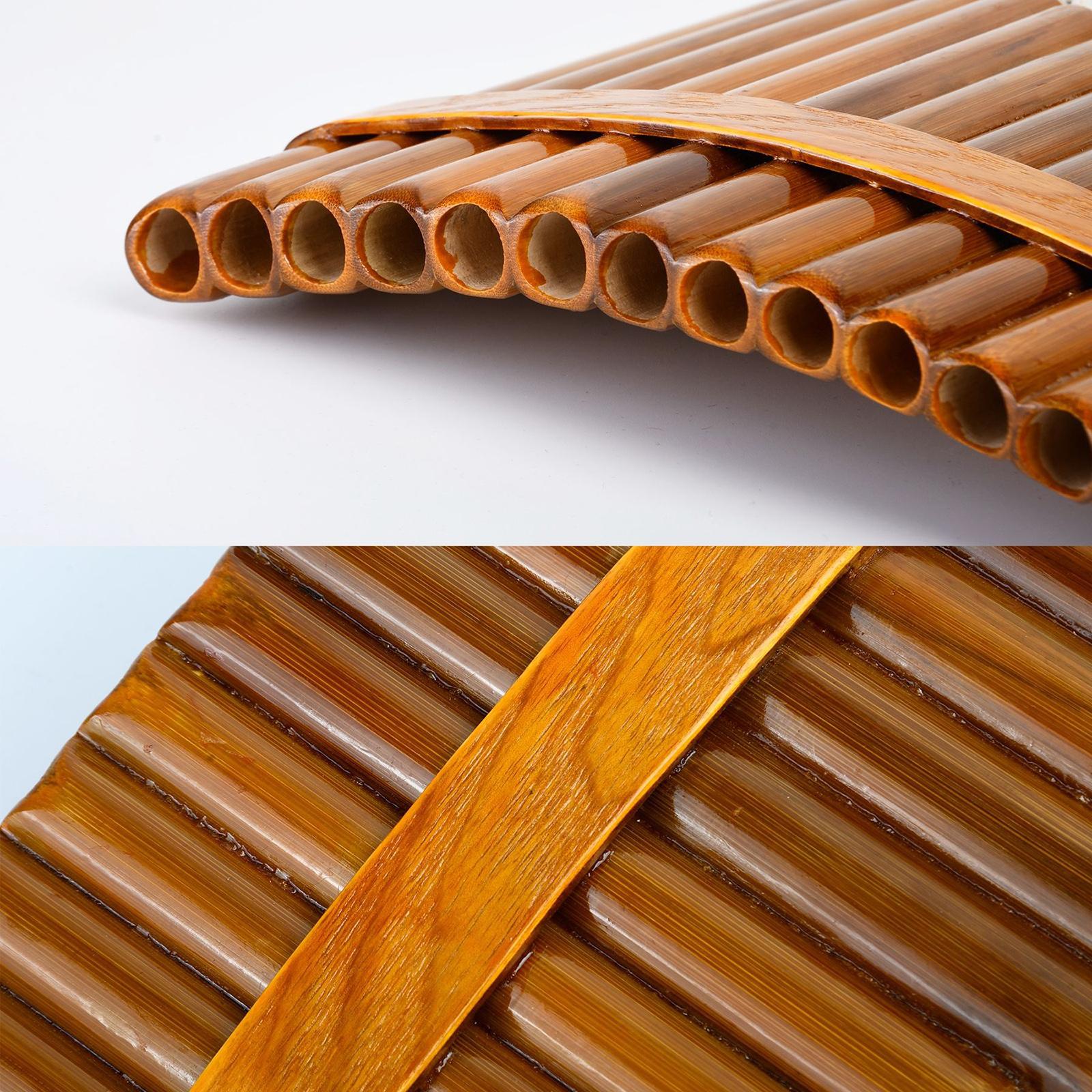 1Set Bamboo Pan Pipe Flute Woodwind G Key Instrument for Beginner Left-Hand