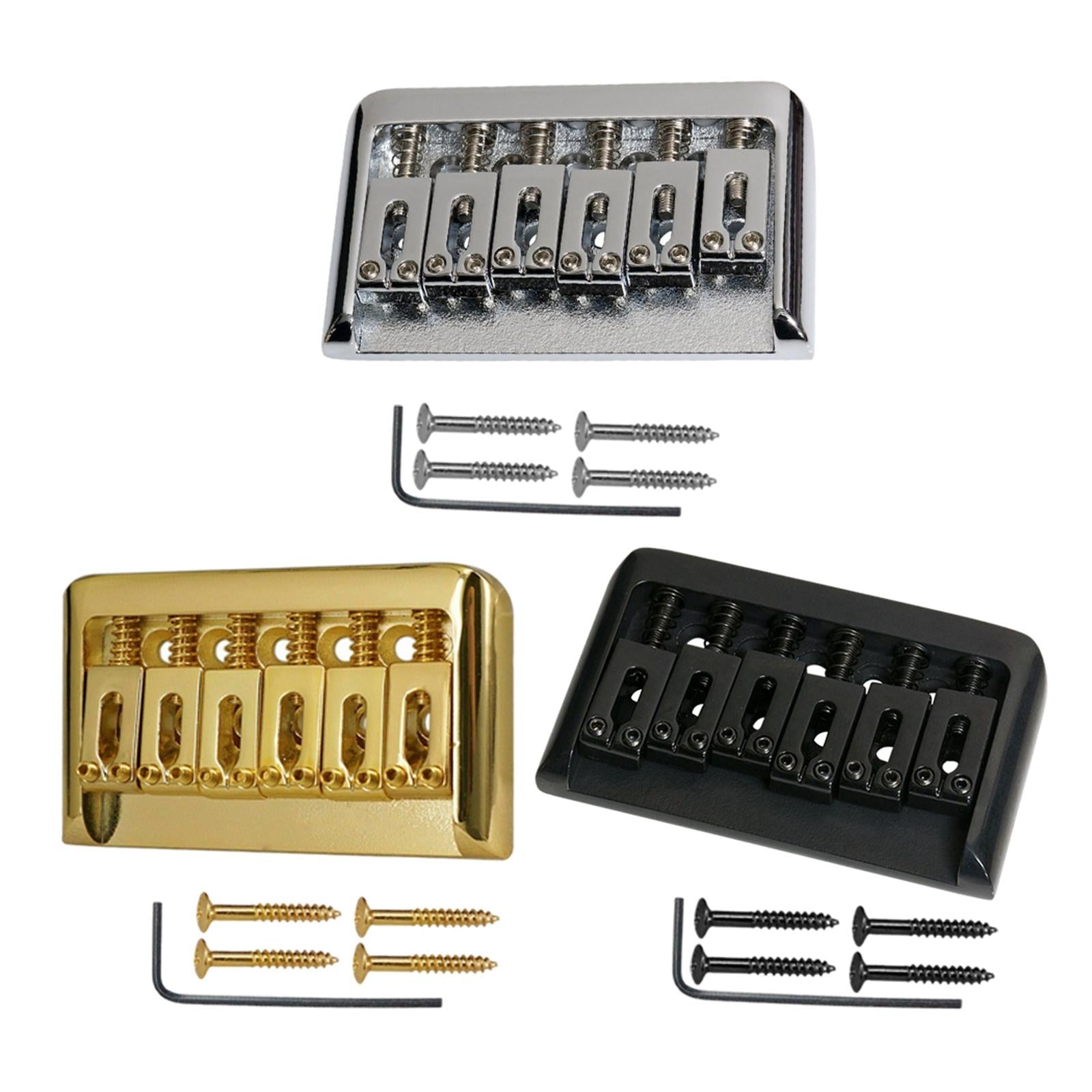 Non-Tremolo Guitar Hardtail Bridge for 6 String Electric Guitar Chrome Silver