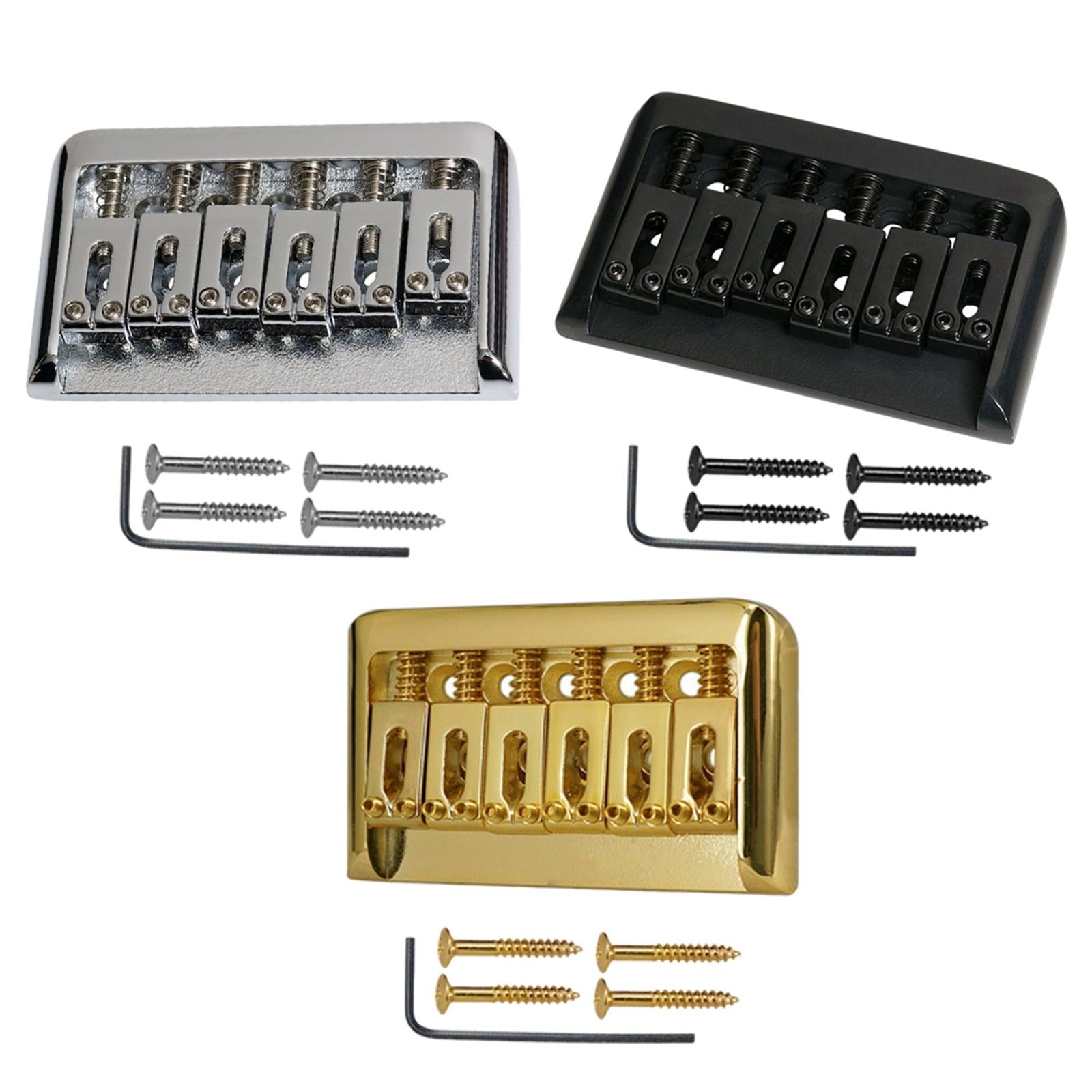 Non-Tremolo Guitar Hardtail Bridge for 6 String Electric Guitar Chrome Silver