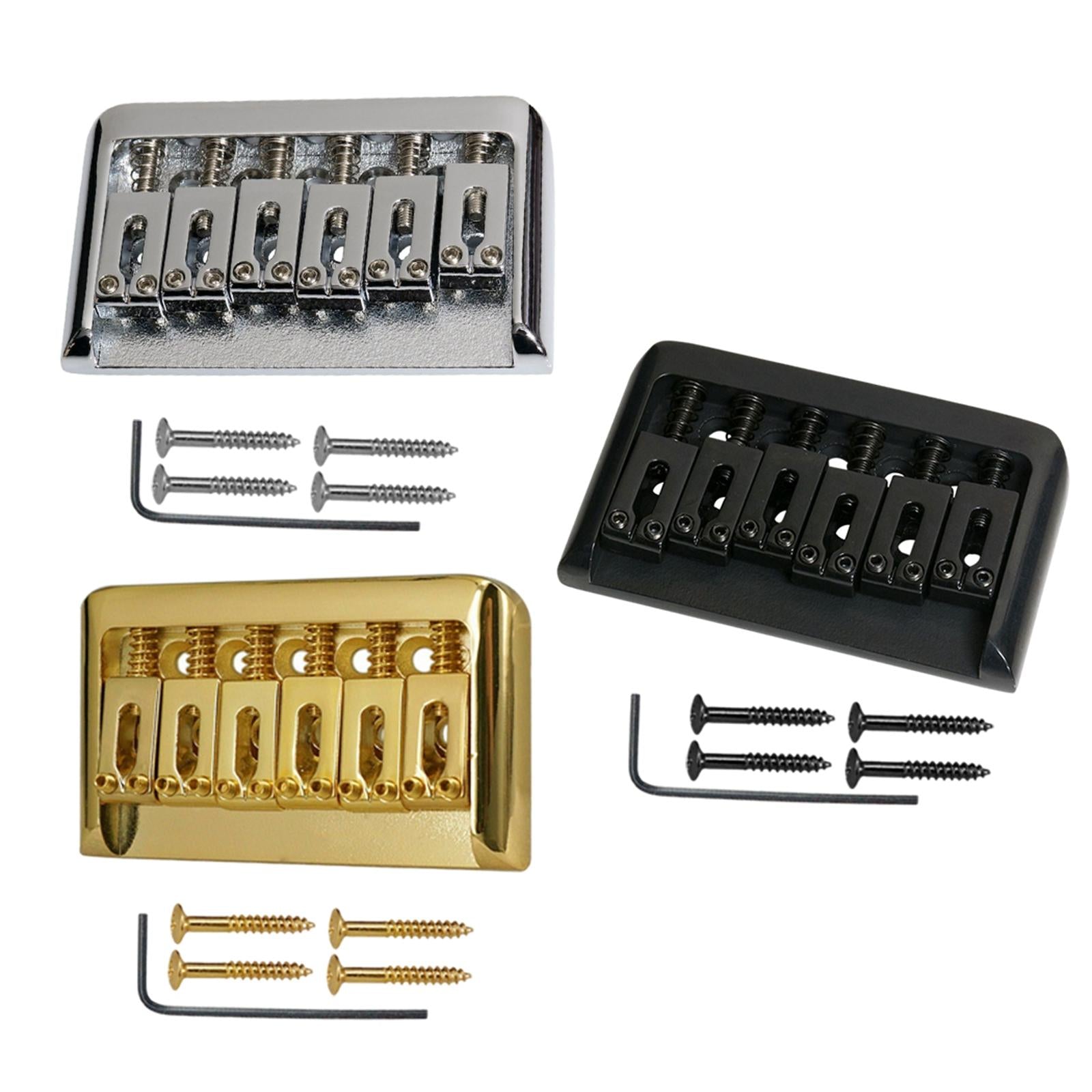 Non-Tremolo Guitar Hardtail Bridge for 6 String Electric Guitar Chrome Silver