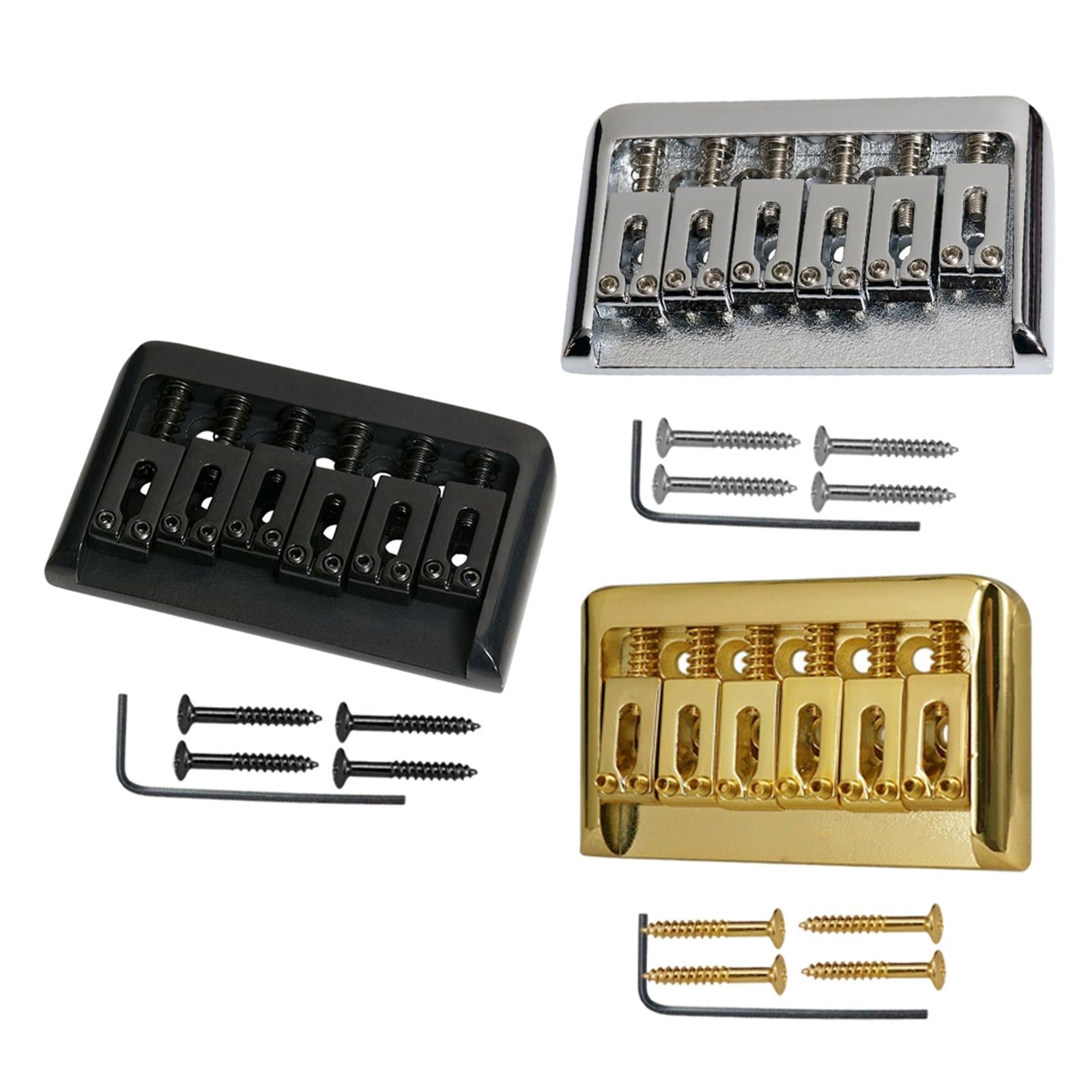 Non-Tremolo Guitar Hardtail Bridge for 6 String Electric Guitar Chrome Silver