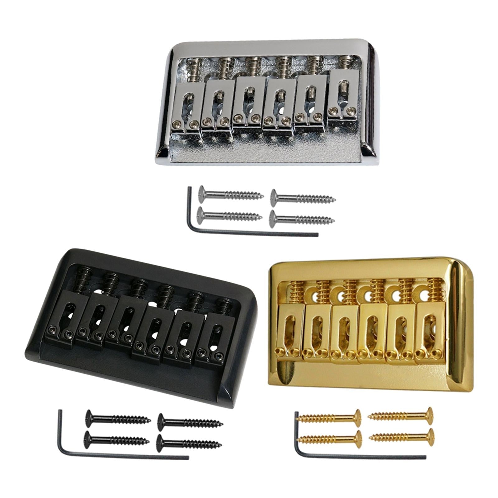 Non-Tremolo Guitar Hardtail Bridge for 6 String Electric Guitar Chrome Silver