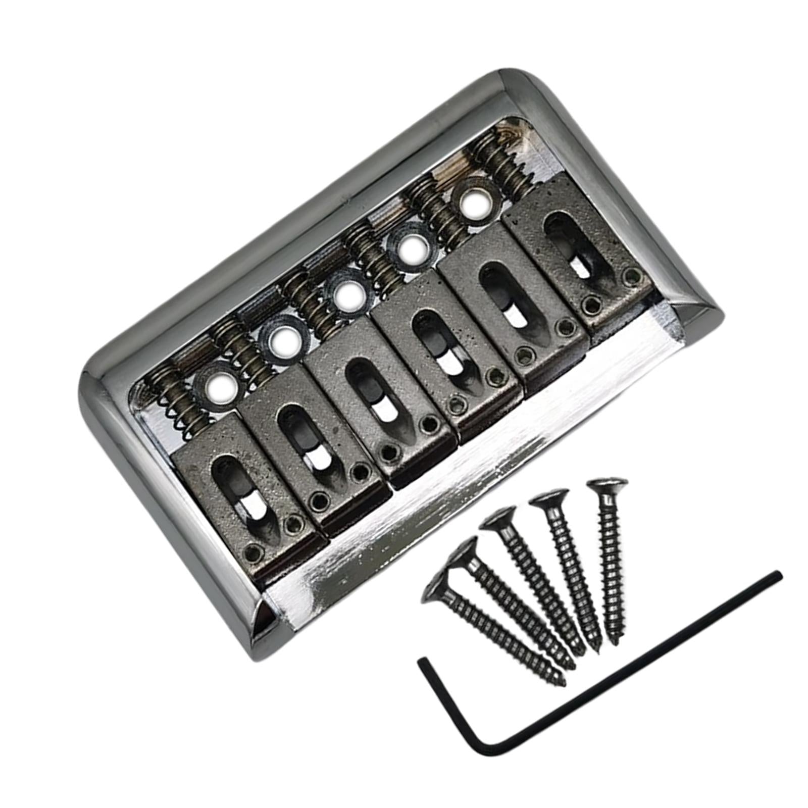 Non-Tremolo Guitar Hardtail Bridge for 6 String Electric Guitar Chrome Silver