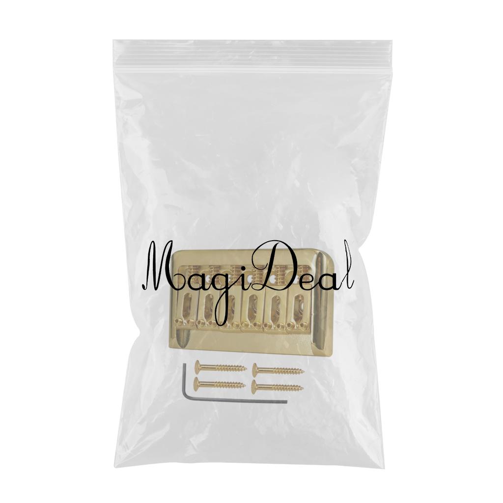 Non-Tremolo Guitar Hardtail Bridge for 6 String Electric Guitar Chrome Gold
