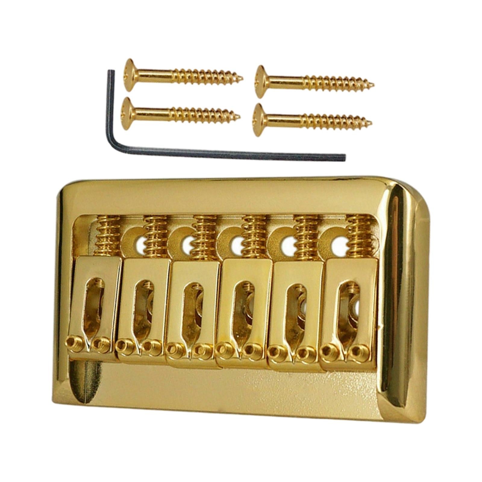 Non-Tremolo Guitar Hardtail Bridge for 6 String Electric Guitar Chrome Gold