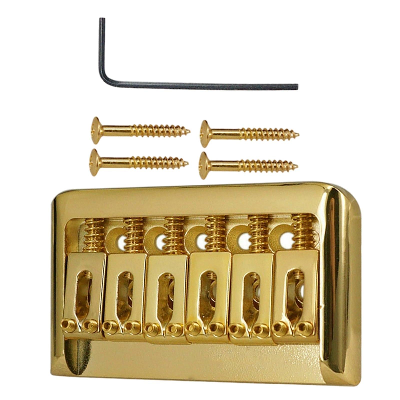 Non-Tremolo Guitar Hardtail Bridge for 6 String Electric Guitar Chrome Gold