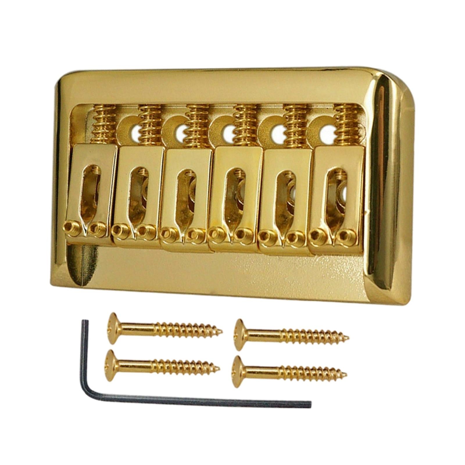 Non-Tremolo Guitar Hardtail Bridge for 6 String Electric Guitar Chrome Gold