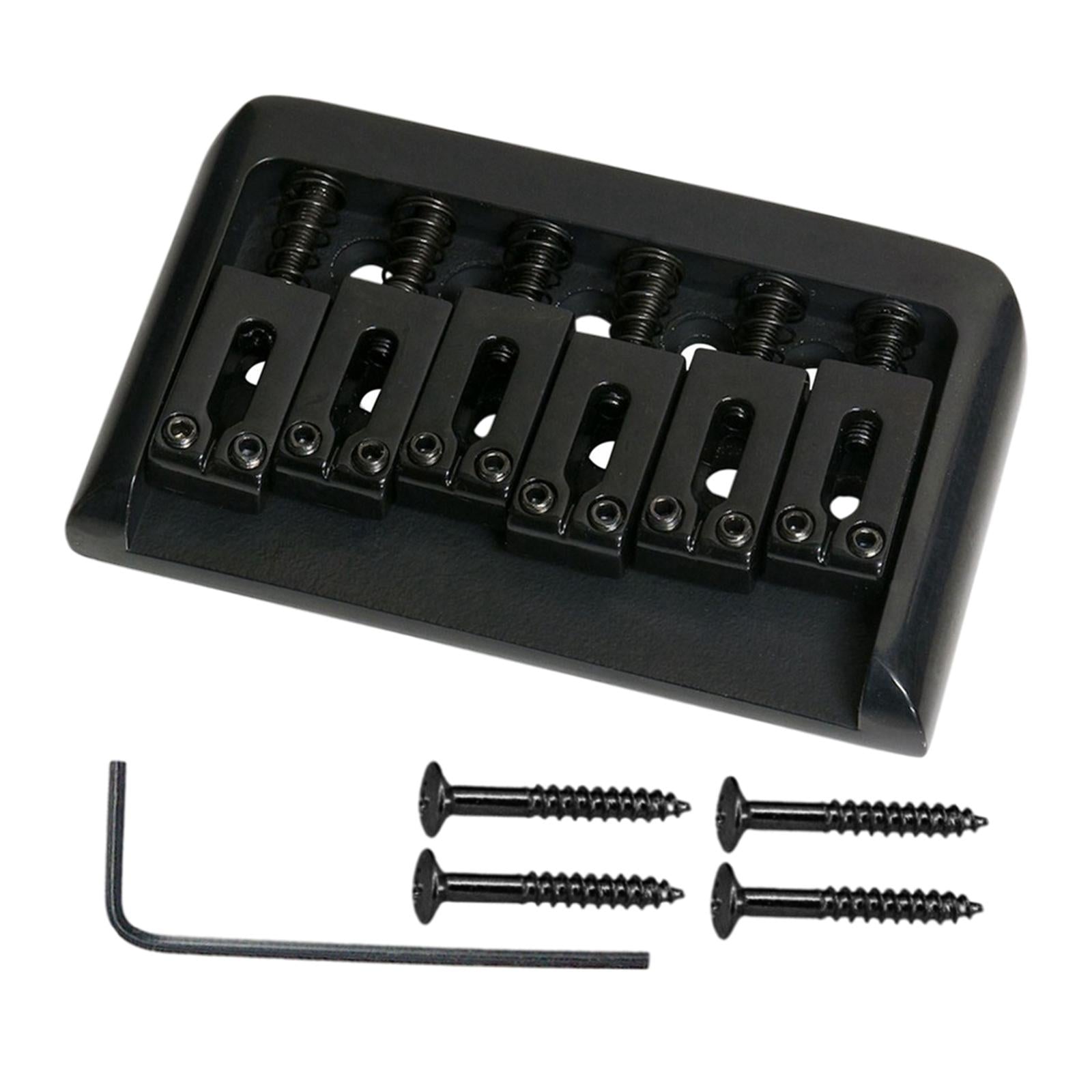 Non-Tremolo Guitar Hardtail Bridge for 6 String Electric Guitar Chrome Black