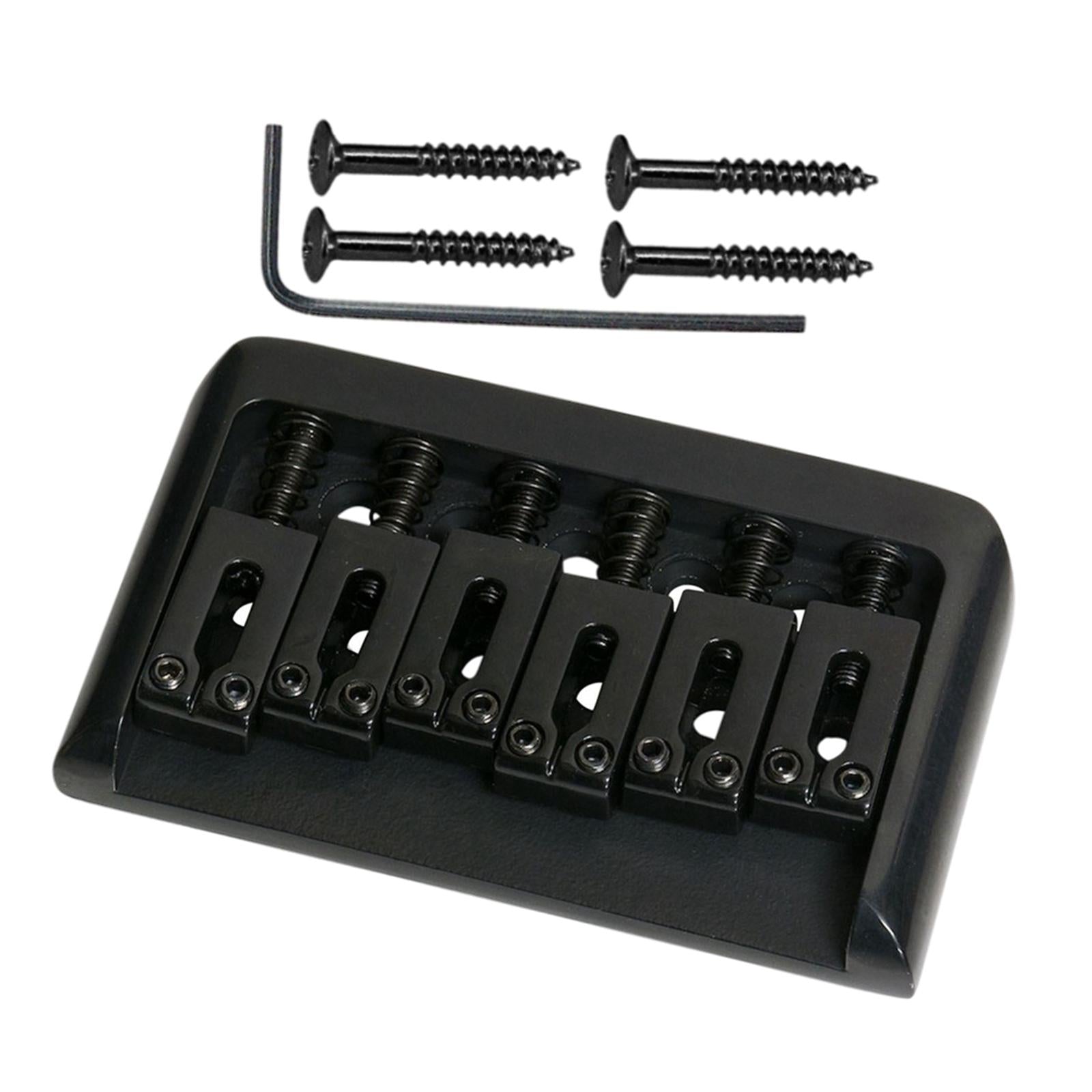 Non-Tremolo Guitar Hardtail Bridge for 6 String Electric Guitar Chrome Black