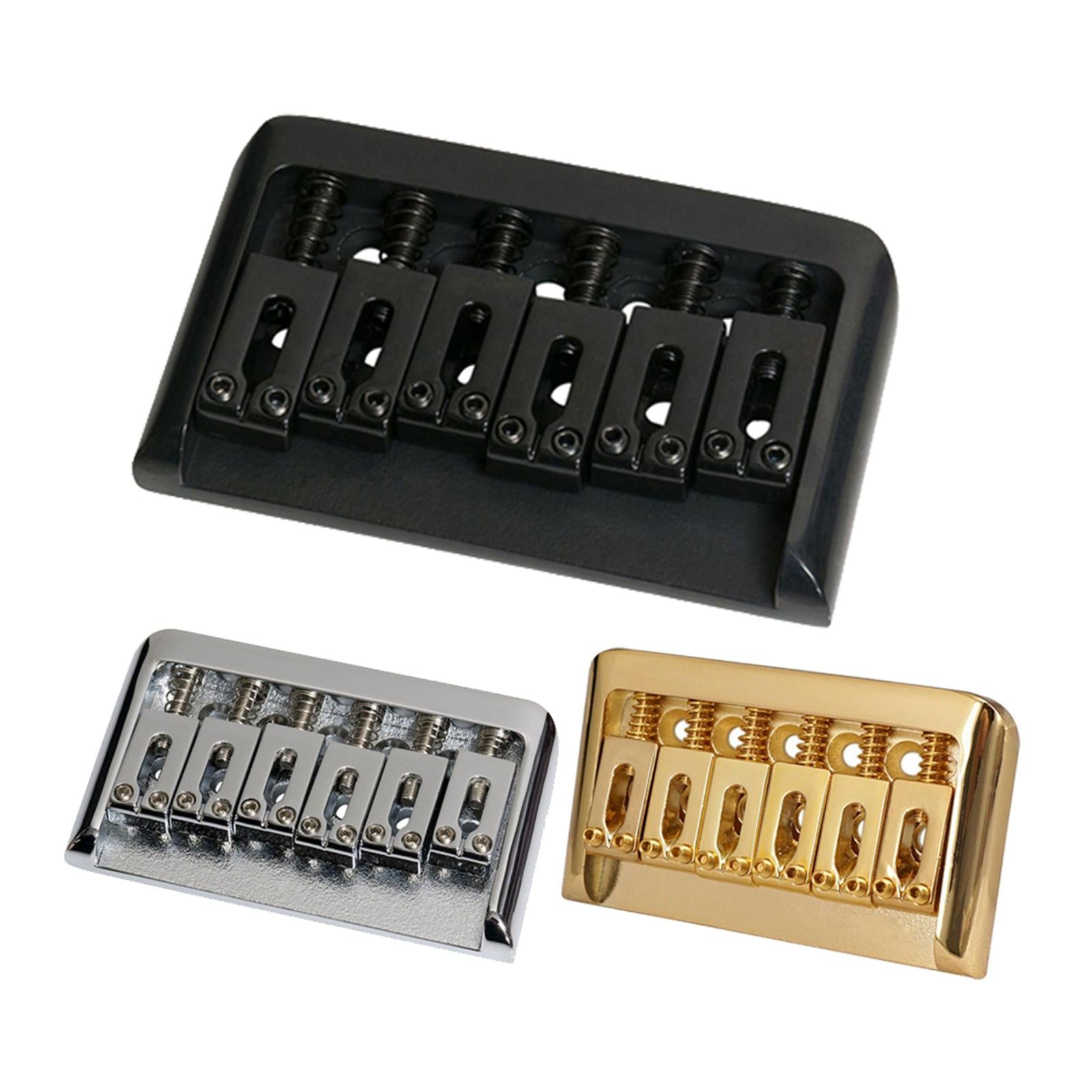 Non-Tremolo Guitar Hardtail Bridge for 6 String Electric Guitar Chrome Black