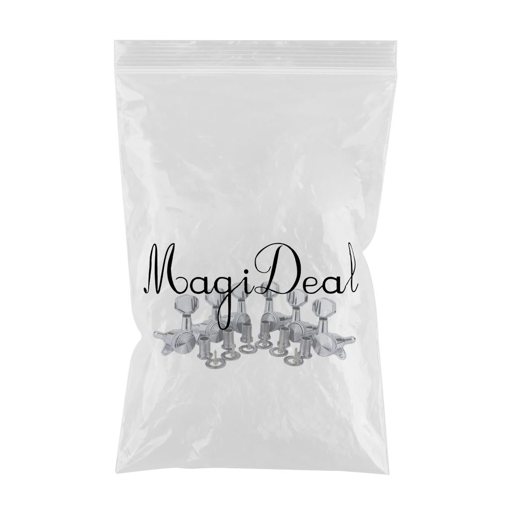 6Pcs Lock String Tuning Key Pegs Tuners Set Gear Ratio 1:18 for Guitar Silver 3L3R