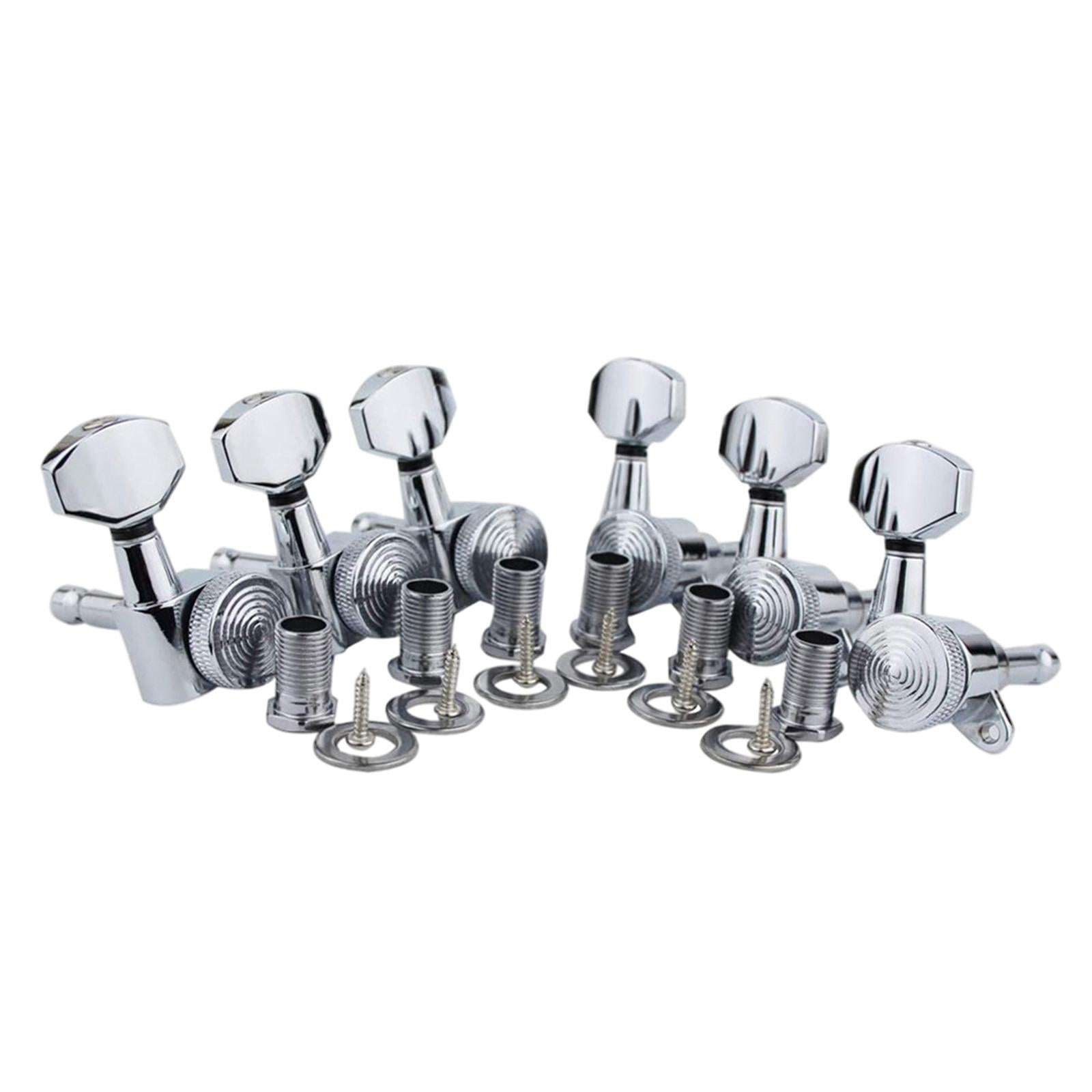 6Pcs Lock String Tuning Key Pegs Tuners Set Gear Ratio 1:18 for Guitar Silver 6R