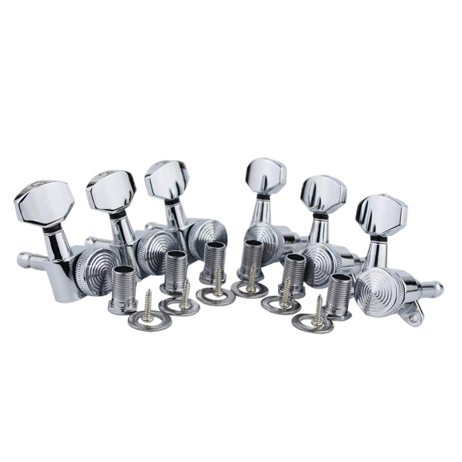 6Pcs Lock String Tuning Key Pegs Tuners Set Gear Ratio 1:18 for Guitar Silver 6R
