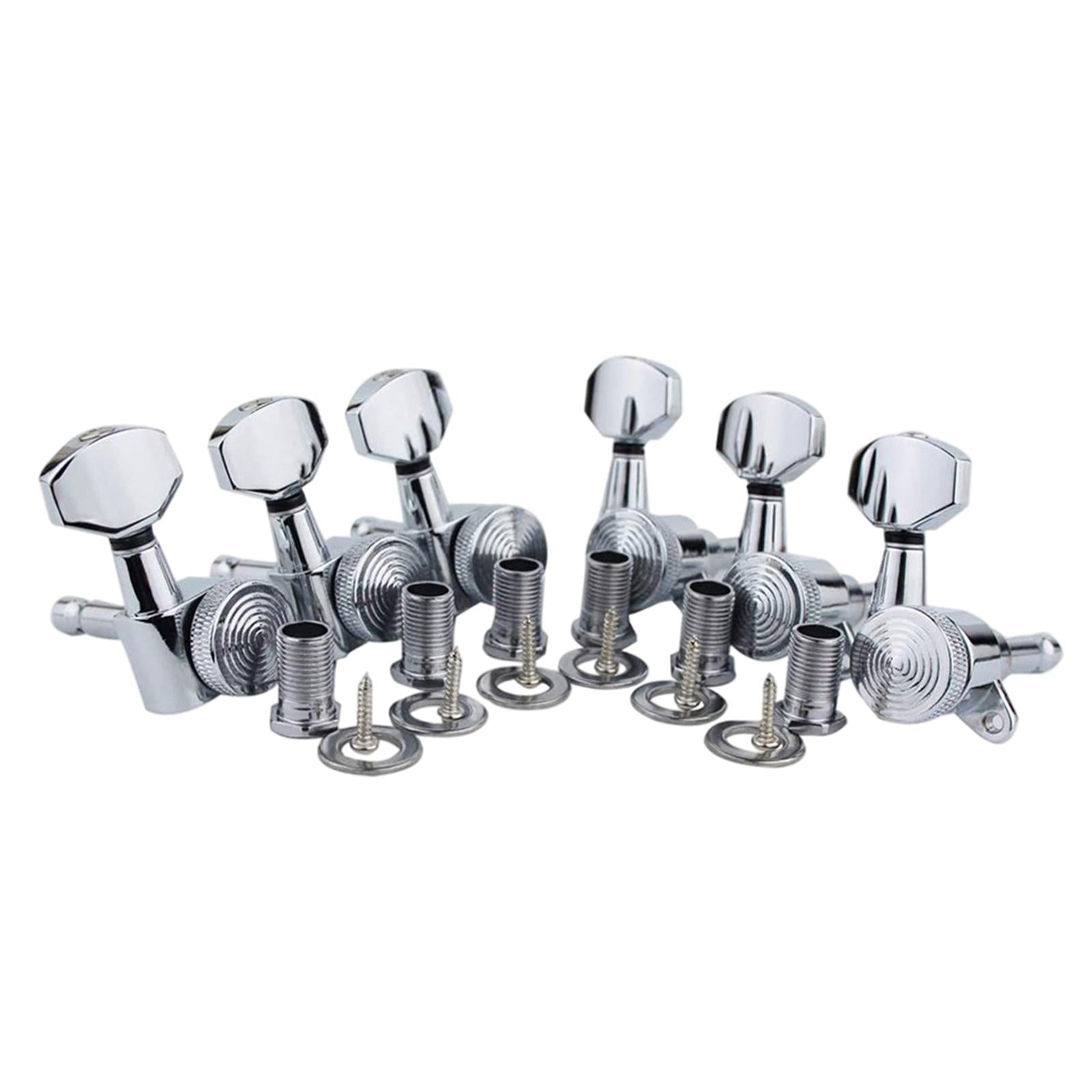 6Pcs Lock String Tuning Key Pegs Tuners Set Gear Ratio 1:18 for Guitar Silver 6R