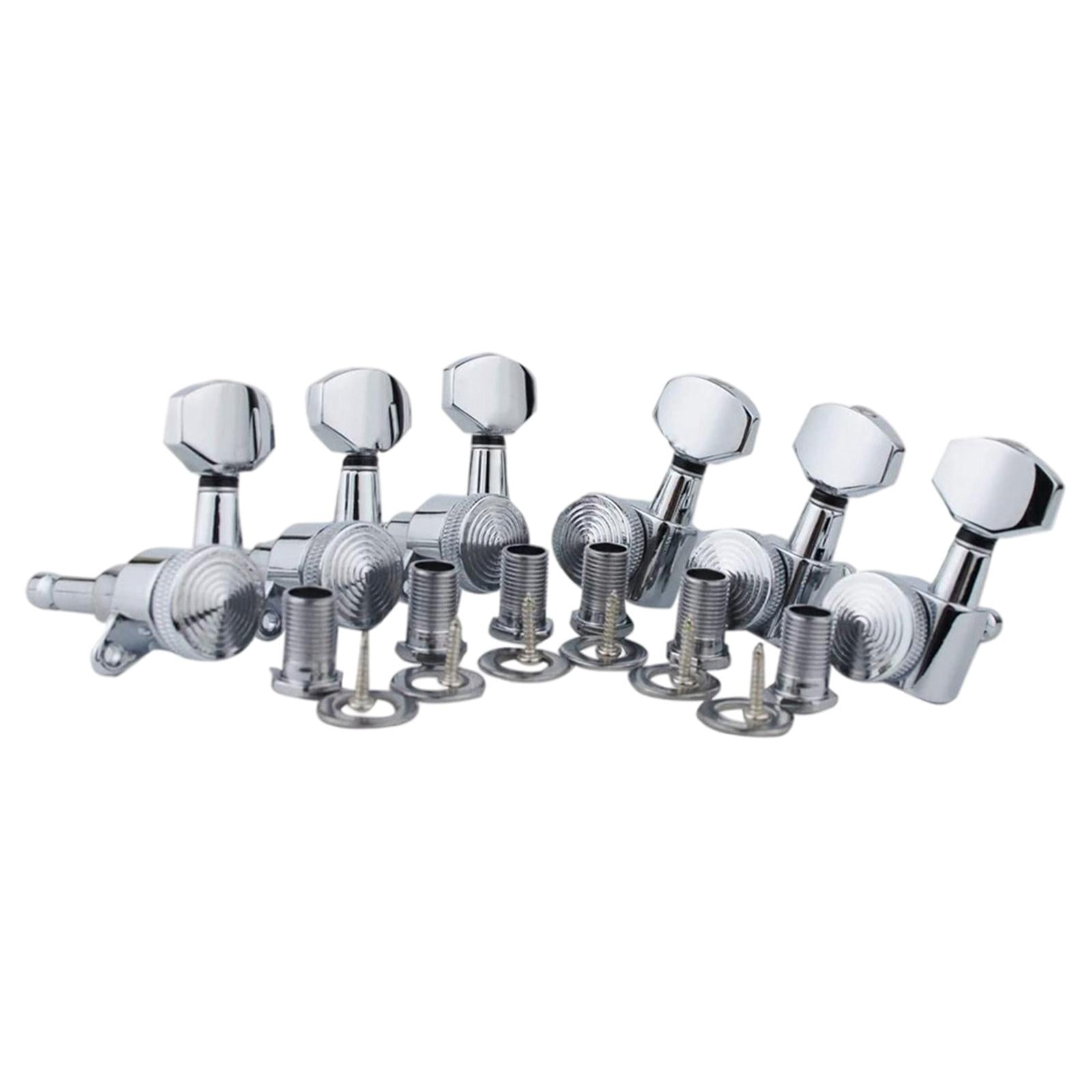 6Pcs Lock String Tuning Key Pegs Tuners Set Gear Ratio 1:18 for Guitar Silver 6L