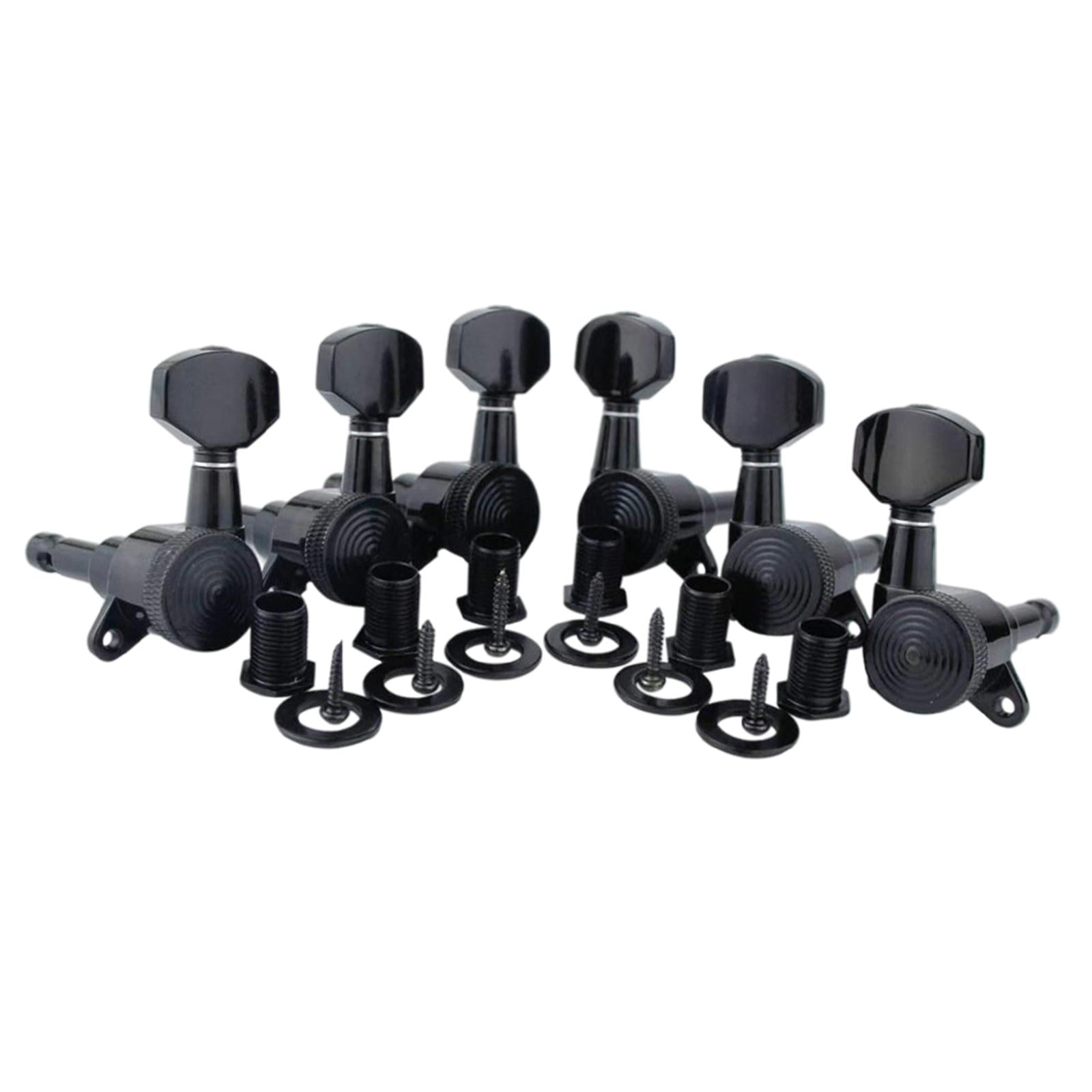 6Pcs Lock String Tuning Key Pegs Tuners Set Gear Ratio 1:18 for Guitar Black 3L3R