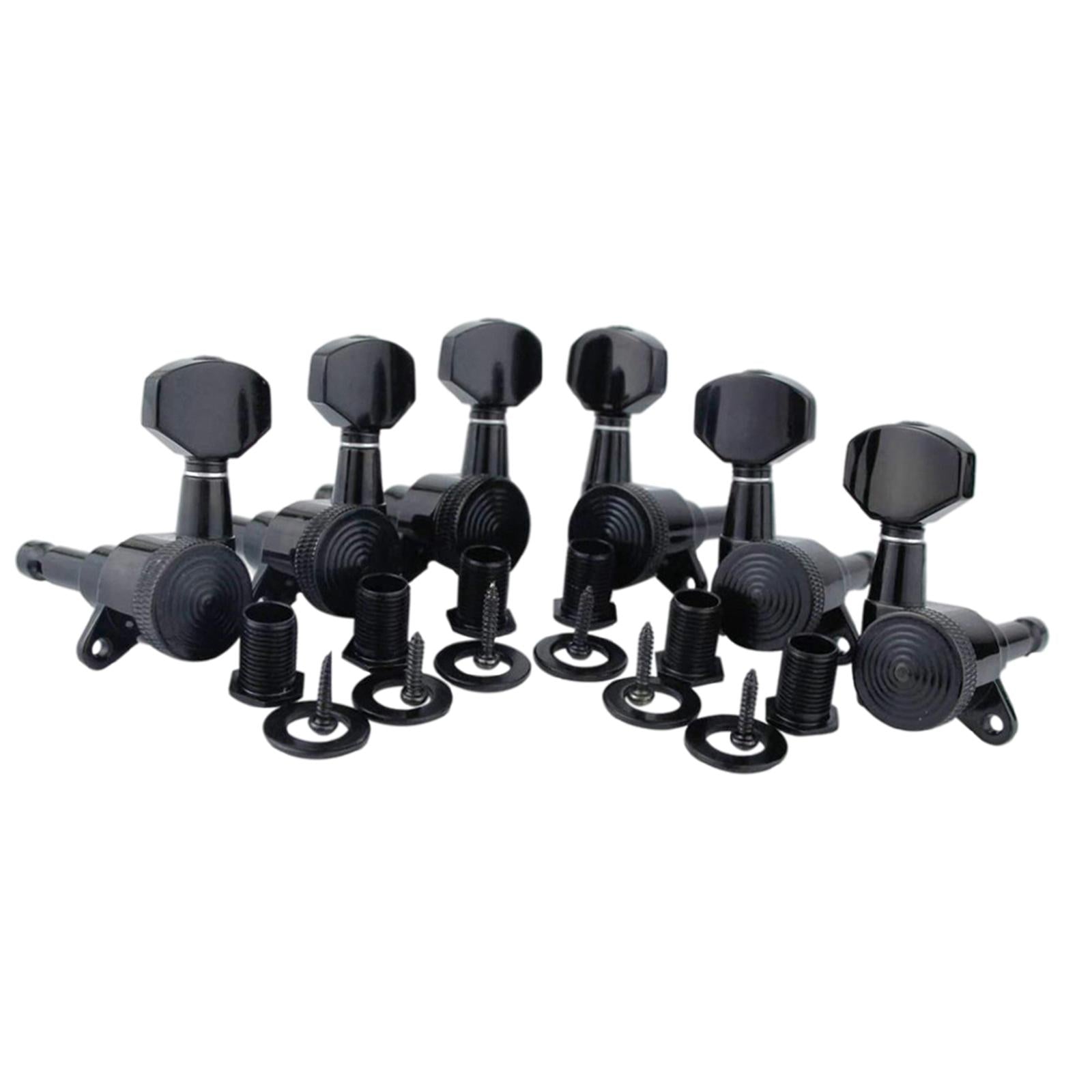 6Pcs Lock String Tuning Key Pegs Tuners Set Gear Ratio 1:18 for Guitar Black 3L3R